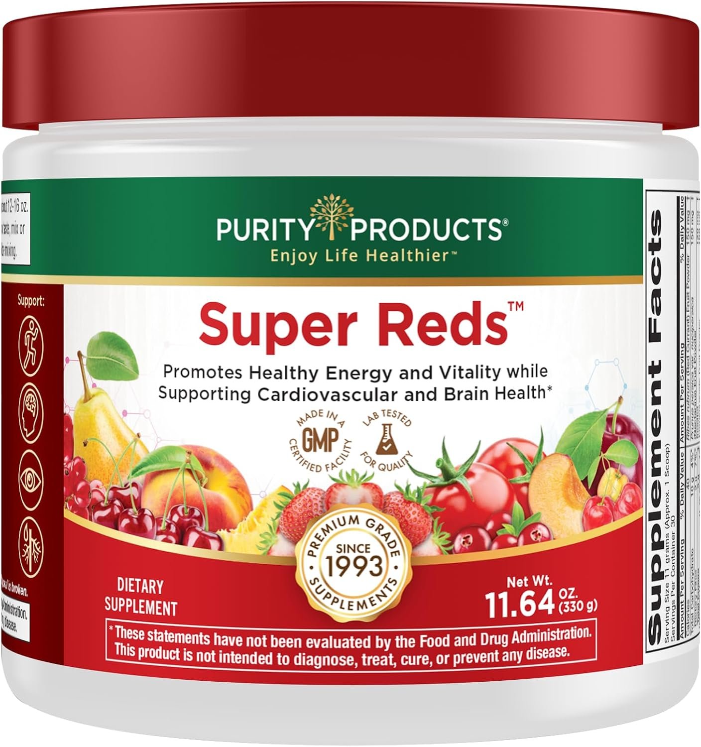 Purity Products Super Reds Powder Phytonutrient Superfood Drink Mix