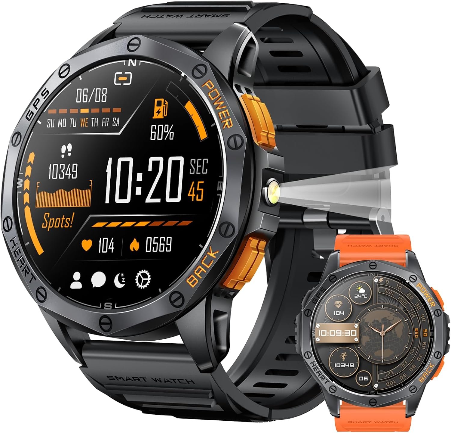 Military Smart Watch for Men, Built-in GPS, 30-day standby, 1.43″ AMOLED