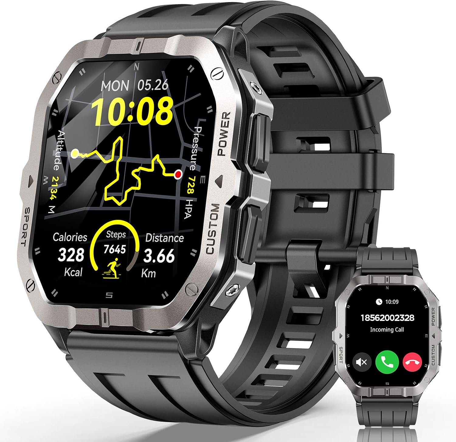 Smart Watches for Men,2.02”Military Smartwatch Fitness Tracker Built-inGPS