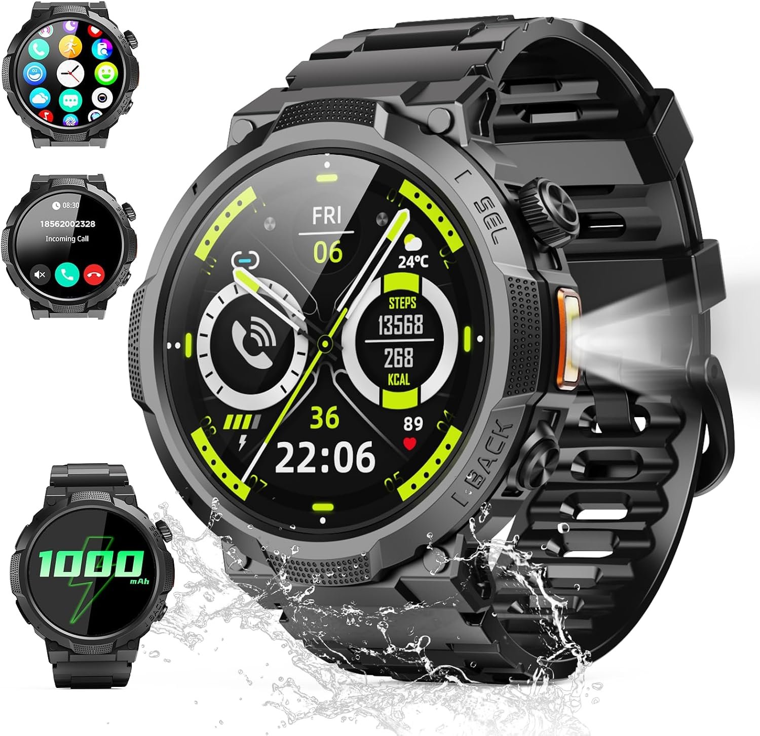 Soudorv Military Smart Watch for Men, 50+ Day Battery Life, Bluetooth Call