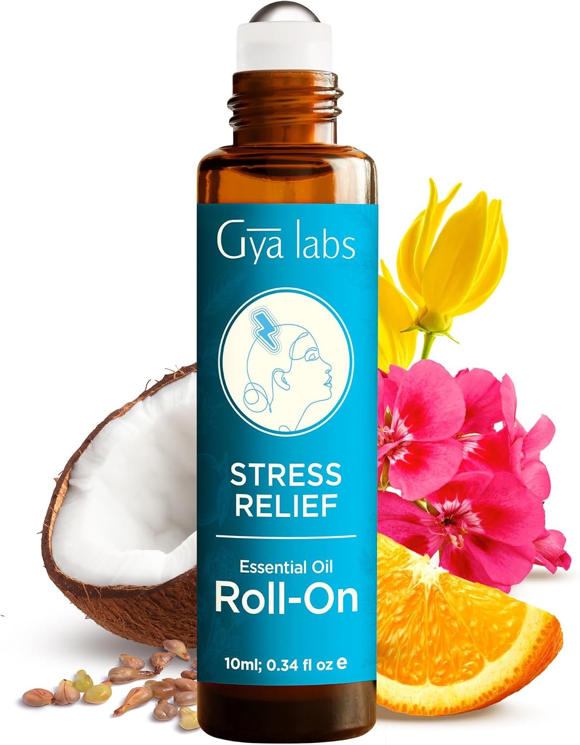 Stress Relief Essential Oil Roll-On Convenient Travel Size for Skin 0.34 Oz