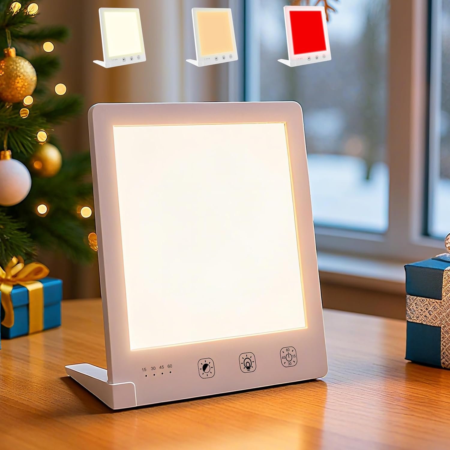Sun Light Therapy Lamp, 10000 Lux & Red Light for Face, UV-Free