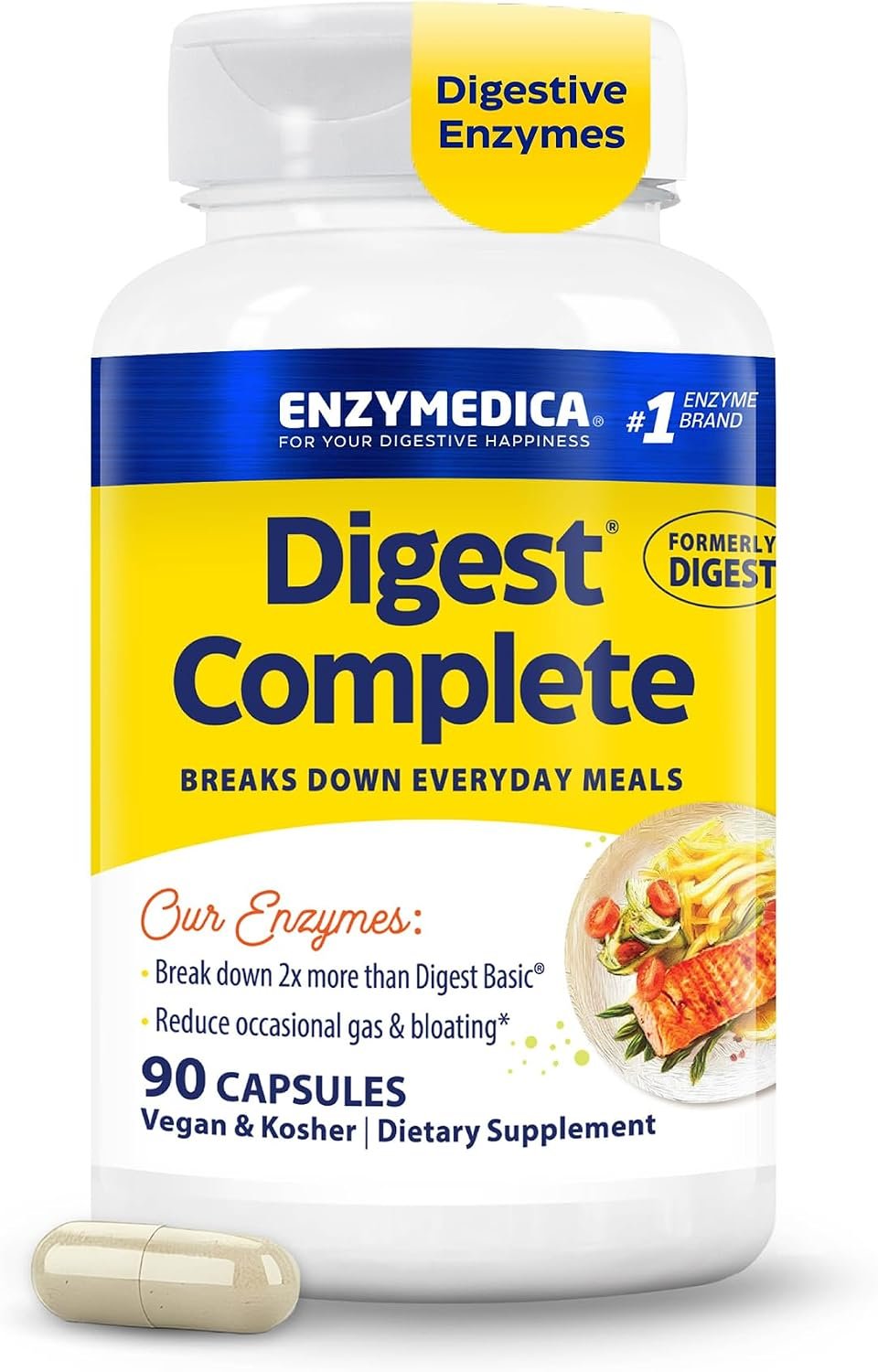 Enzymedica Digest Complete – Helps Gas & Bloating – 90 Caps