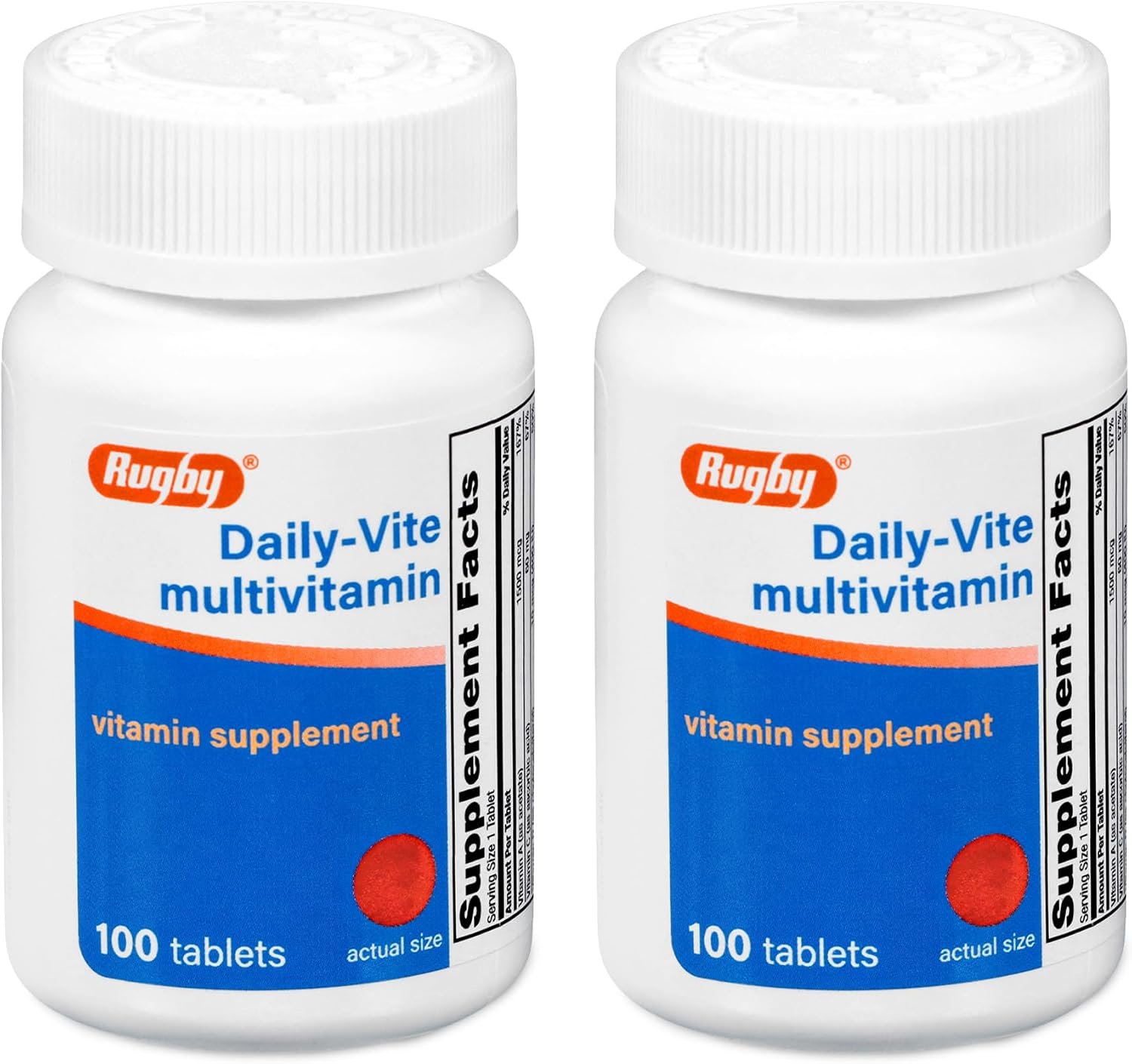 Rugby Daily-Vite Multivitamin for Adults, 100 Tablets (2-Pack)