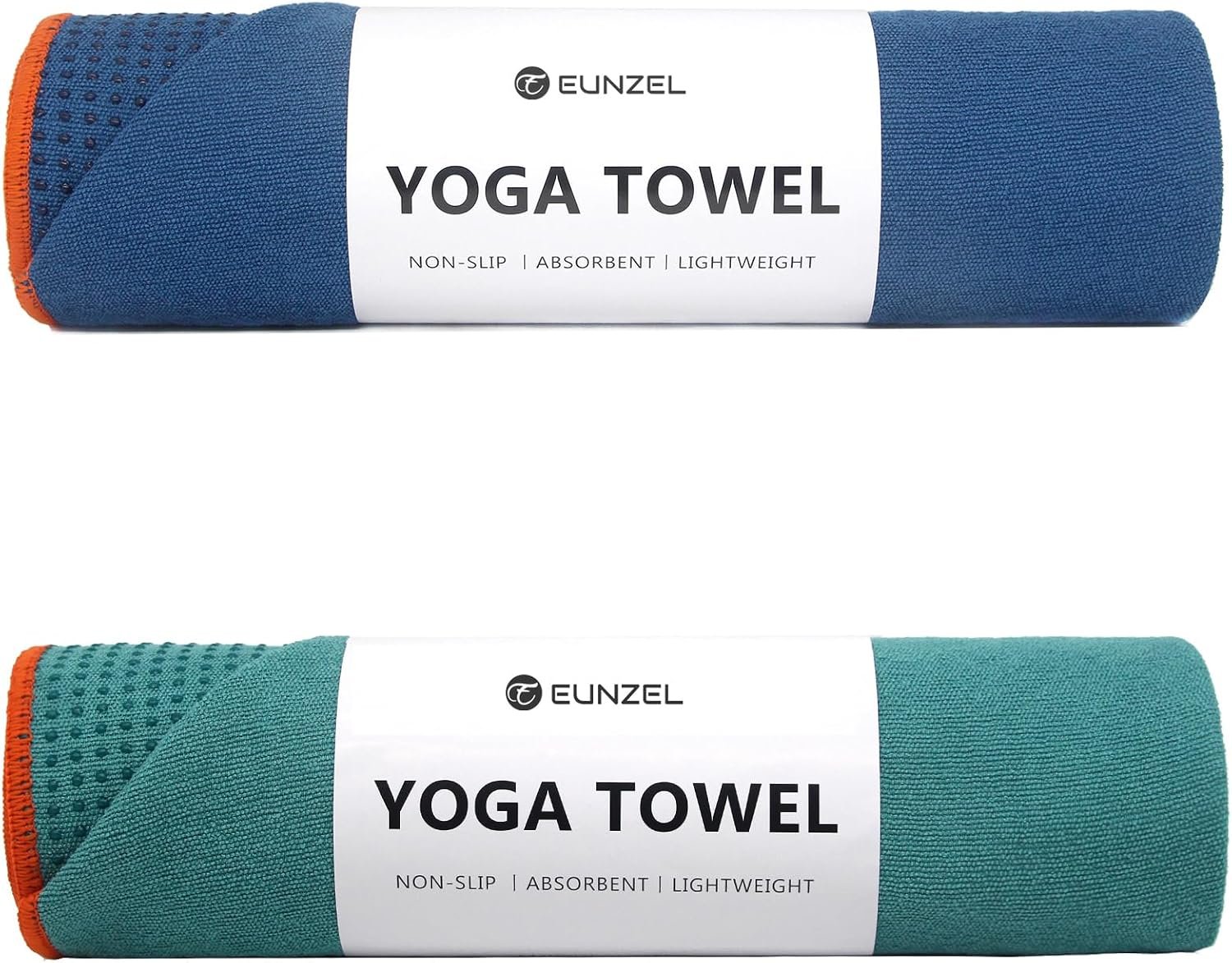 Eunzel 2 Pack Hot Yoga Towel with Grip Dot, Non Slip Yoga Mat Towe Sweat Absorbent Towel for Hot Yoga,Bikram, Pilates and Fitness 72″ x 24″, Dark Cyan/Steel Blue