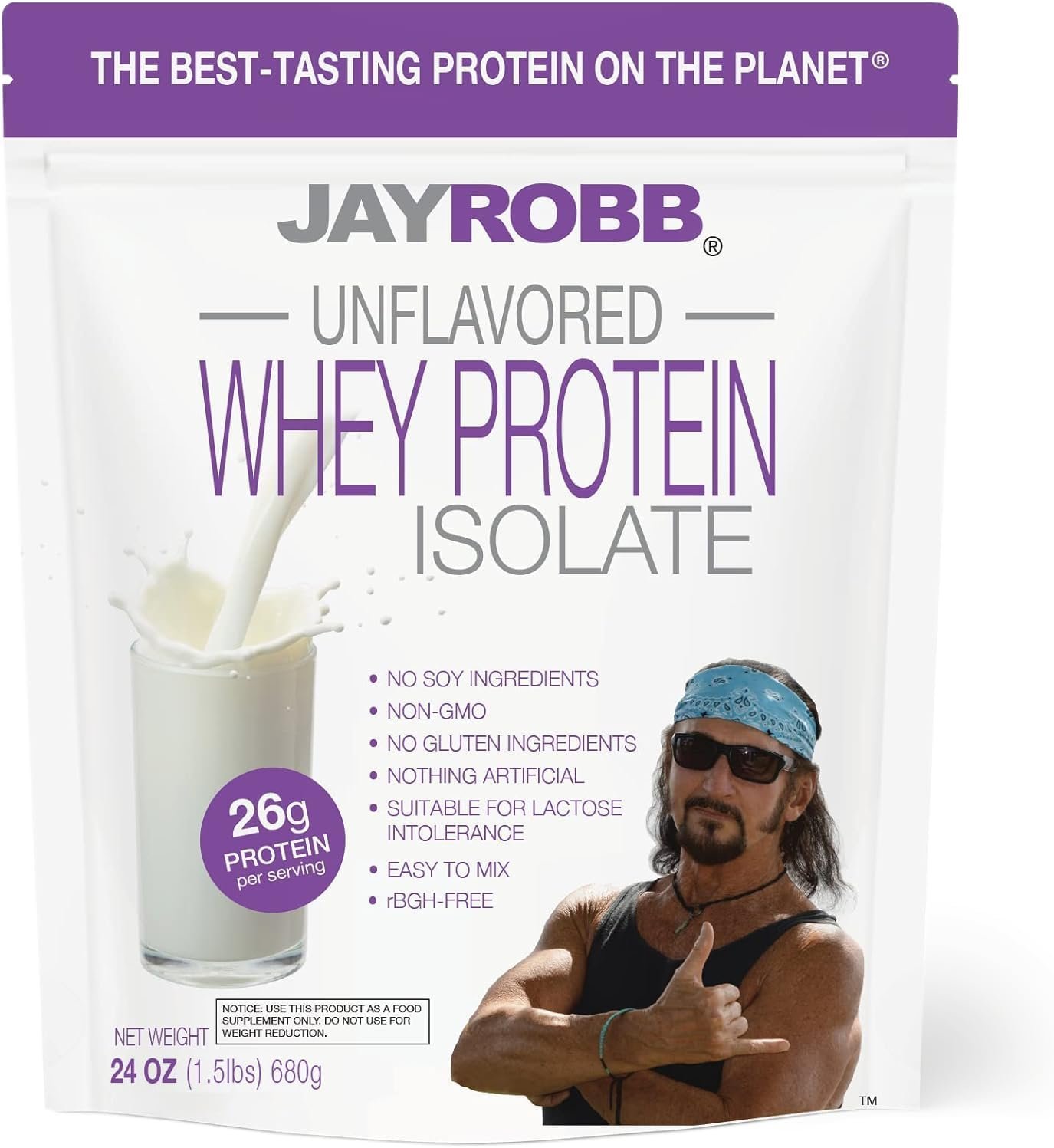 Jay Robb – Grass-Fed Whey Protein Isolate Powder, Outrageously Delicious, Unflavored, 23 Servings (24 Ounce)