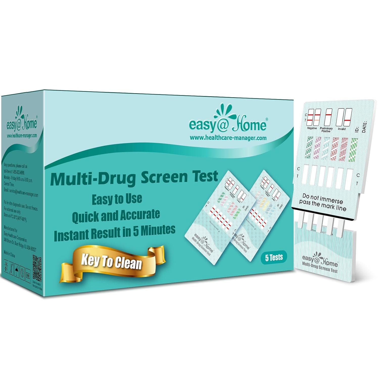 Easy@Home 5 Pack Multi-Drug Screen Test, 12 Panel Urine Drug Testing Kit