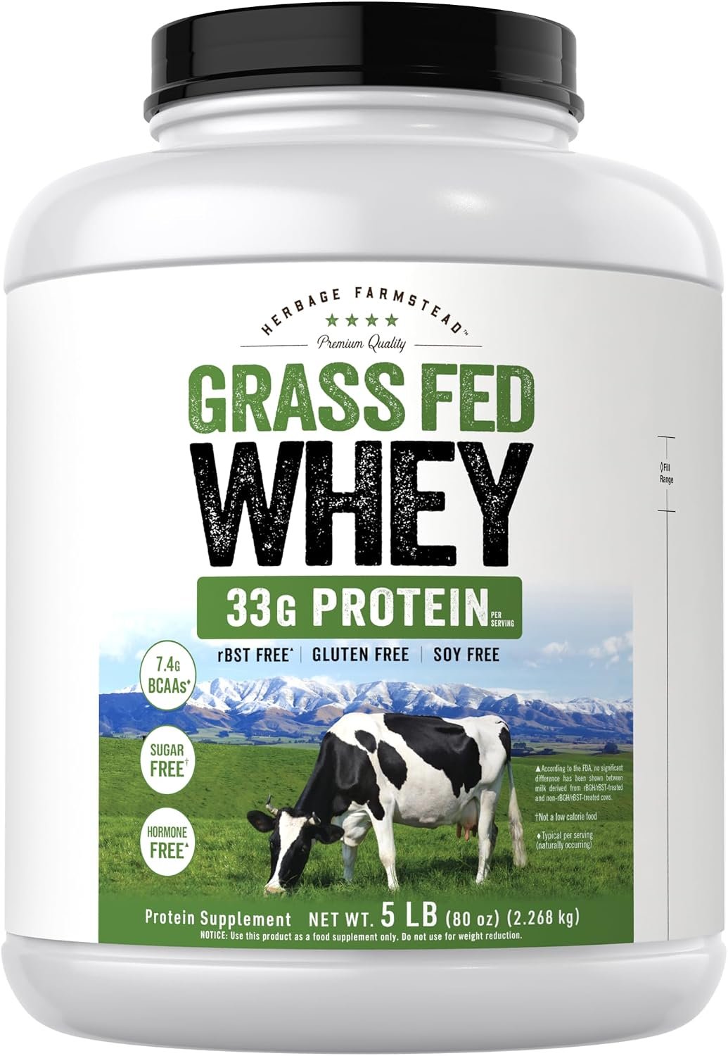 Carlyle Grass Fed Whey Protein Powder | 5lb (80 oz) | Unflavored