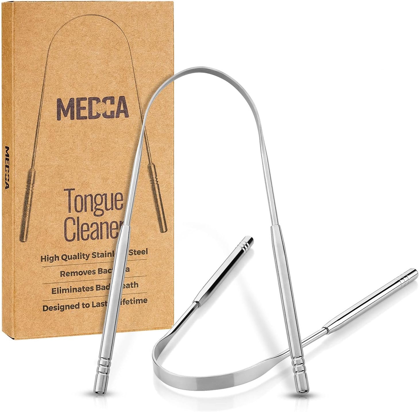 Tongue Scrapers – Pack of 2 – Stainless Steel Tongue Cleaners Brush for Help Getting Rid of Bad Breath & Bacteria – Food Scraper to Keeps Mouth & Teeth Healthy and Clean – Essential Dental Hygiene Kit
