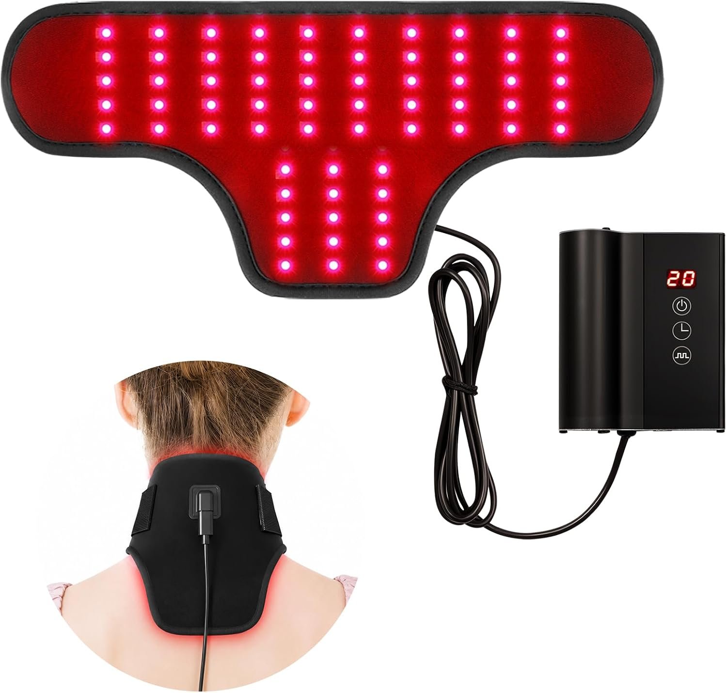 Rechargeable Red Light Therapy Neck Wrap, 660nm & 850nm