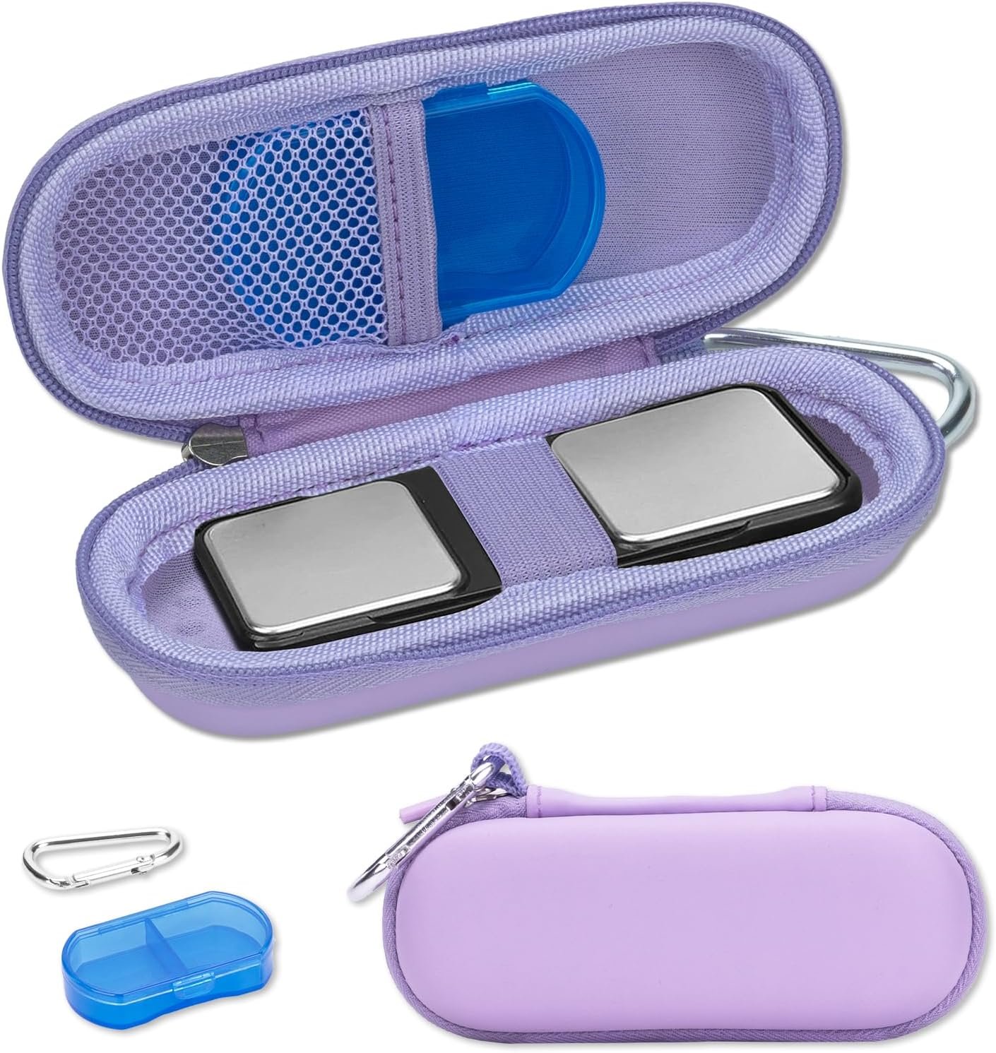 Case for Kardiamobile 1-Lead/1L/ 6L/ 6L Max EKG Heart Monitor, Compatible with Kardia Mobile EKG Heart Monitor, Hard Travel Box for Alivecor Kardiamobile, Pill Box & Carabiner Clip Included