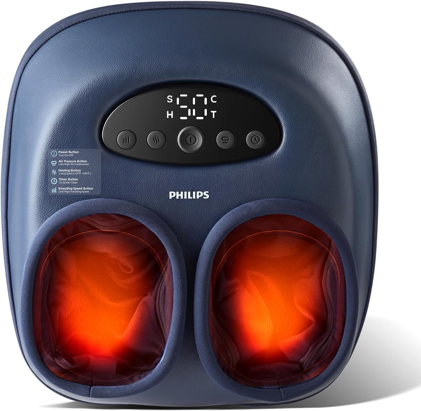 PHILIPS Foot Massager with Heat, Shiatsu Kneading & Air Compression, Blue