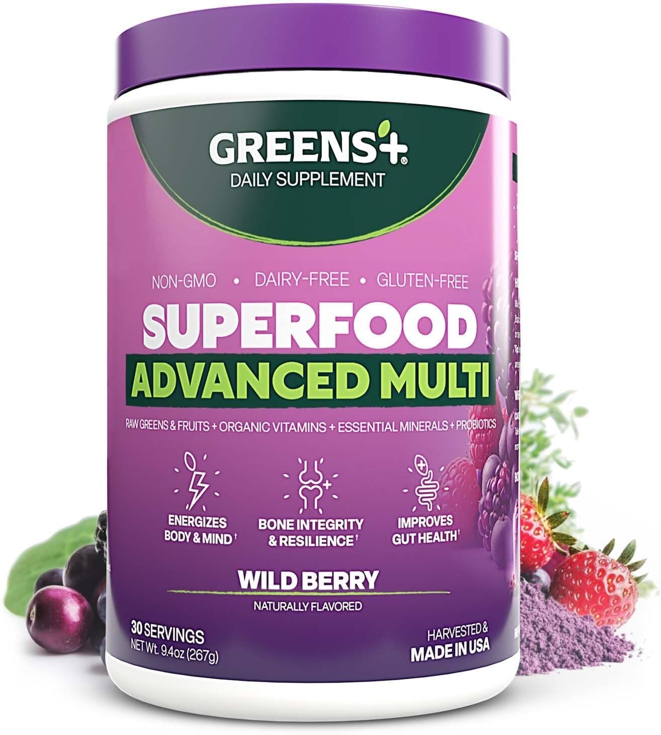 Greens+ Advanced Multi Wild Berry Superfood Powder | 9.4 oz