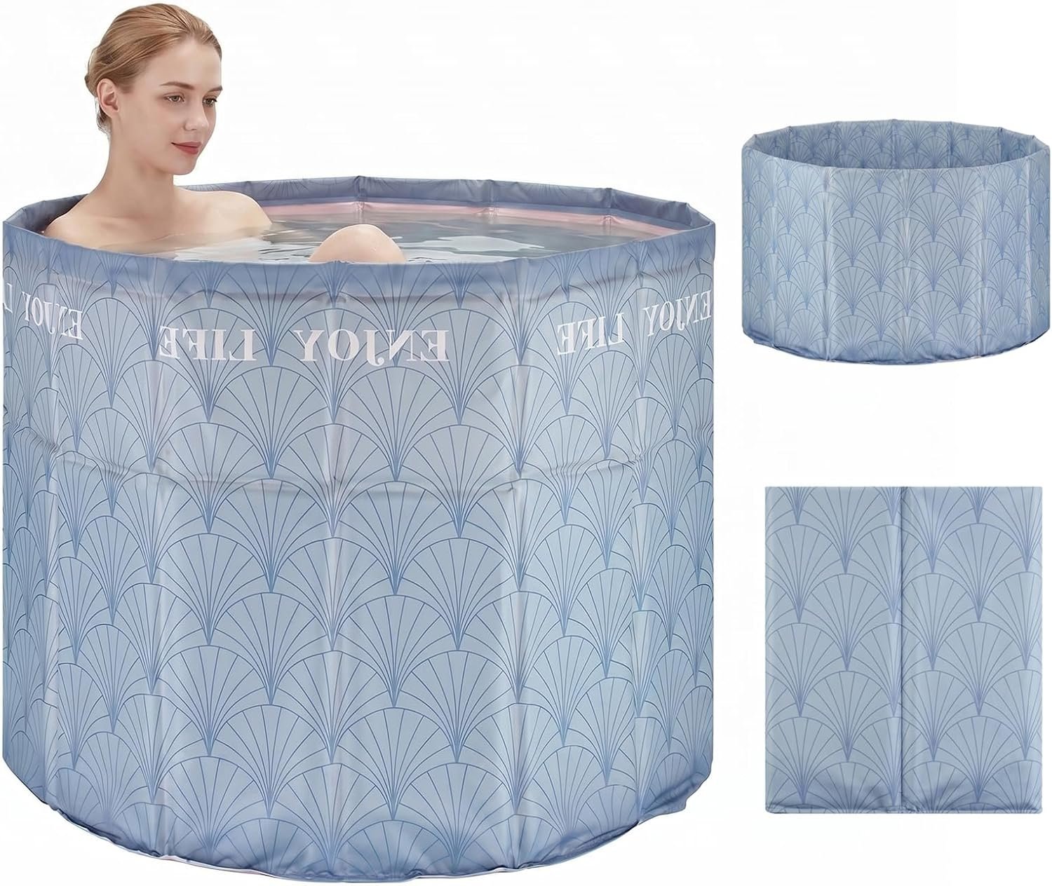 Cotton Foldable Bathtub different design for choice printed blue PC Fan Blue (2 storage)