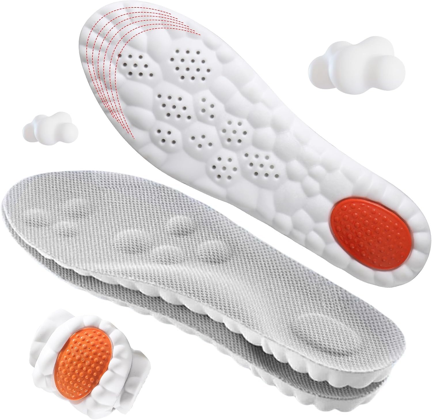 4D Cloud-Soft Comfort Soles for Women – Memory Foam Cushioning Steppers Insoles with Heel Shock Pad – Trim-to-Fit Arch Support Insoles for Foot Pain Relief and Fatigue Reduction (US W 6.5-9)