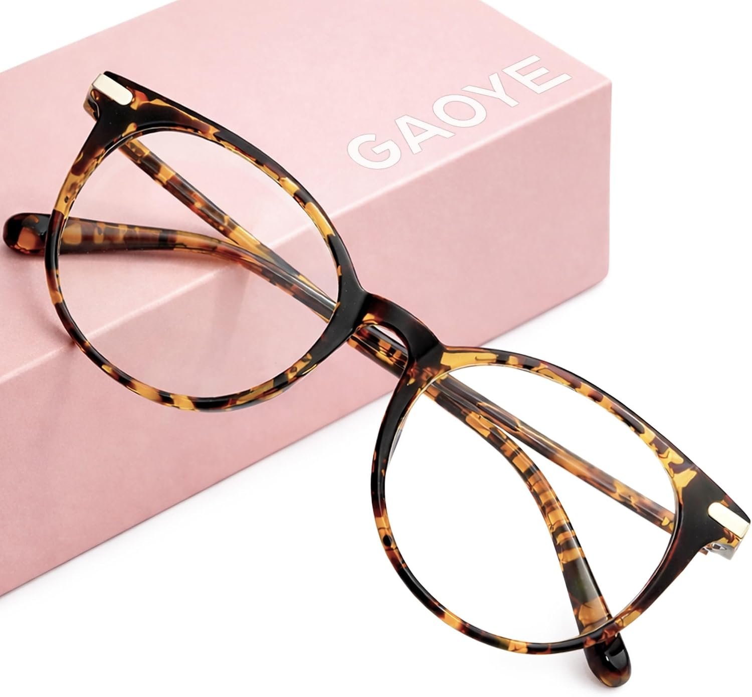Gaoye Blue Light Blocking Glasses Retro Round – Tea Leopard