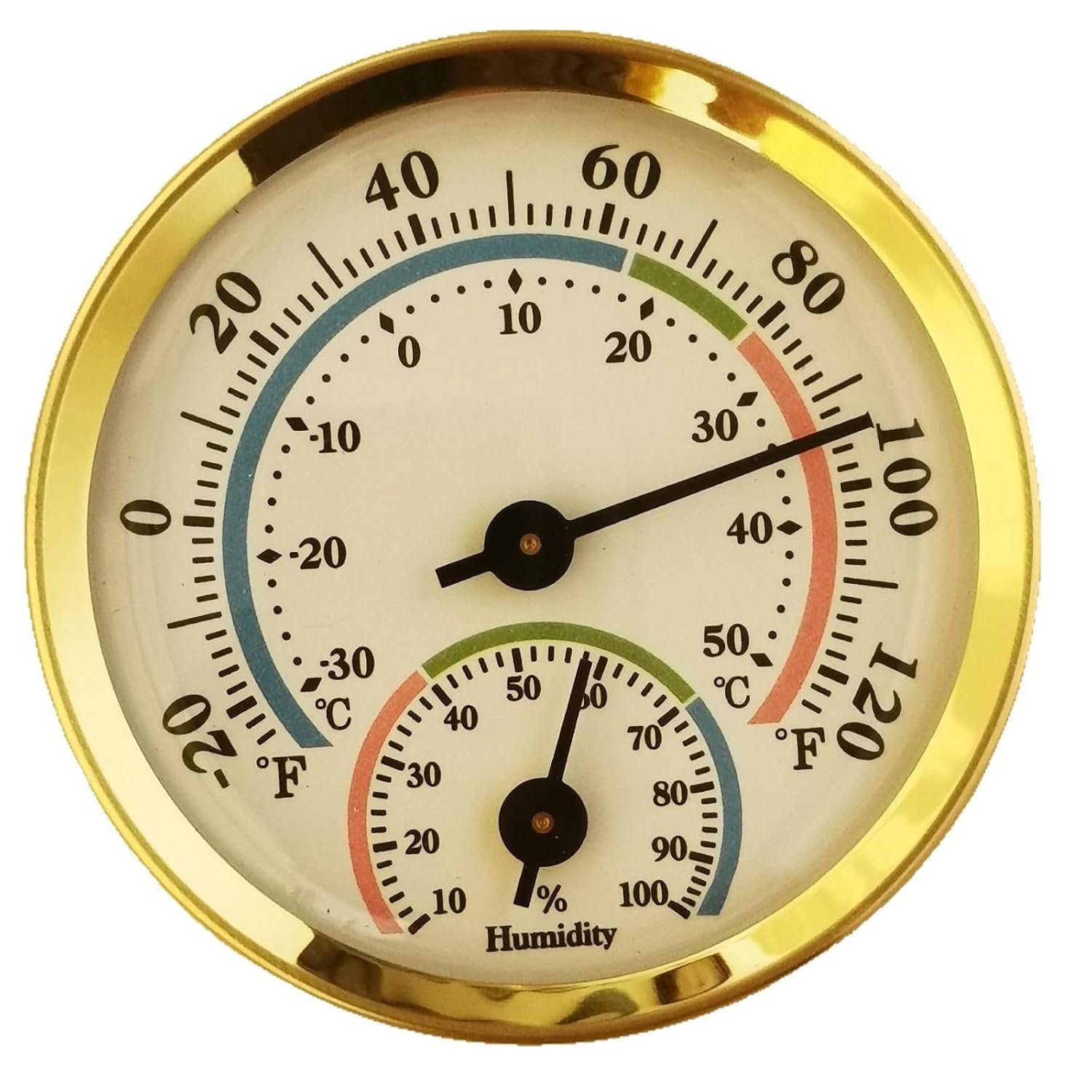 Mini Analog Hygrometer Thermometer – High Precision Humidity Temperature Gauge with Aluminum Alloy Case for Indoor Home Office Room Car Patio Sauna Garden Wall Mount(Gold)