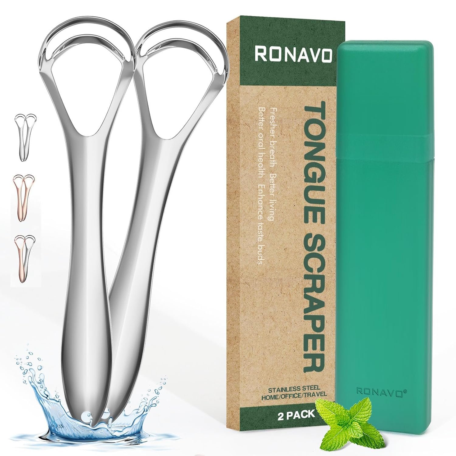 RONAVO Dual-Action Tongue Scraper, Fresh Breath for All Ages