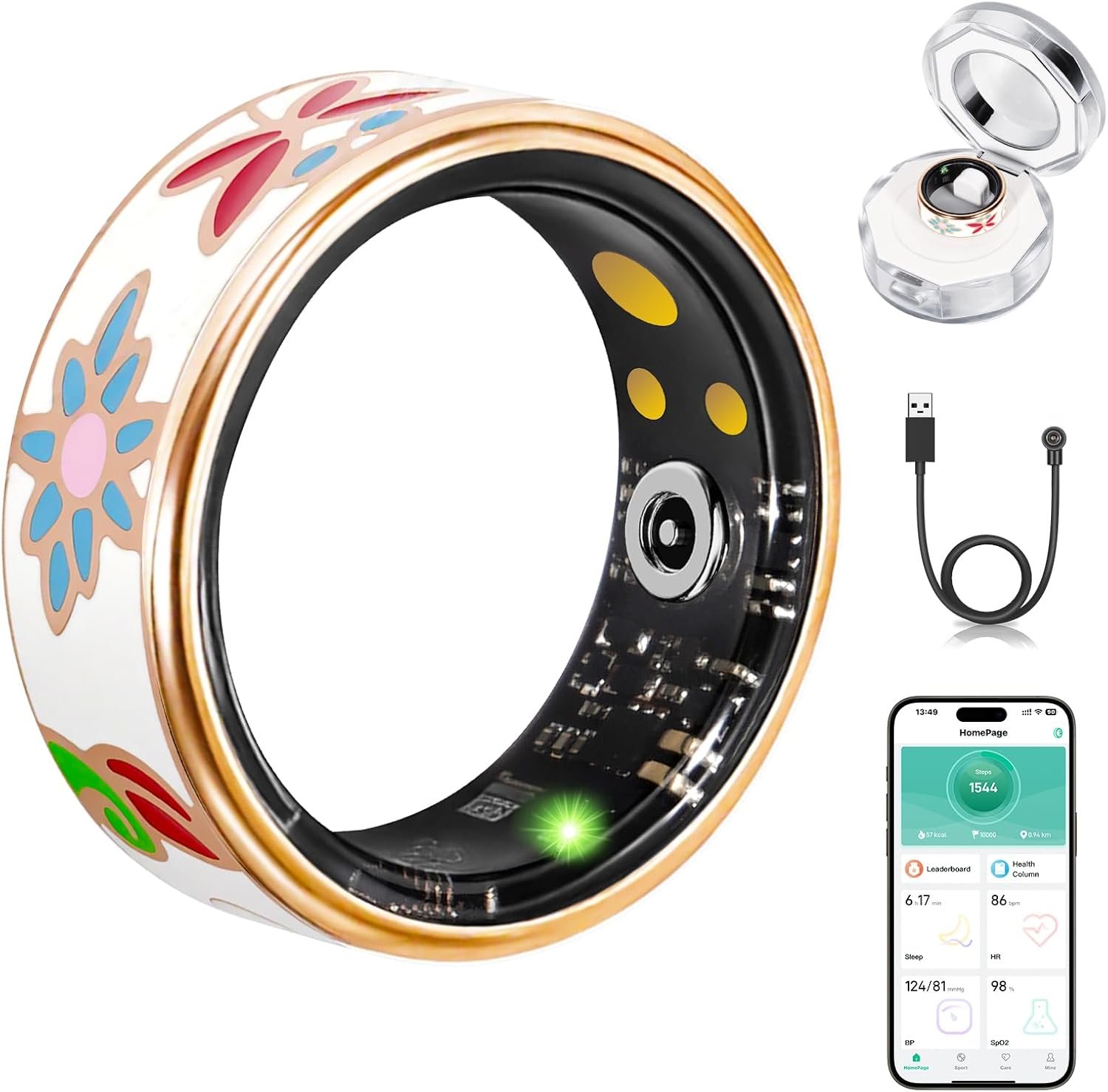 Smart Ring for Women Fitness Ring, No Subscription Fee Rose Gold 8#