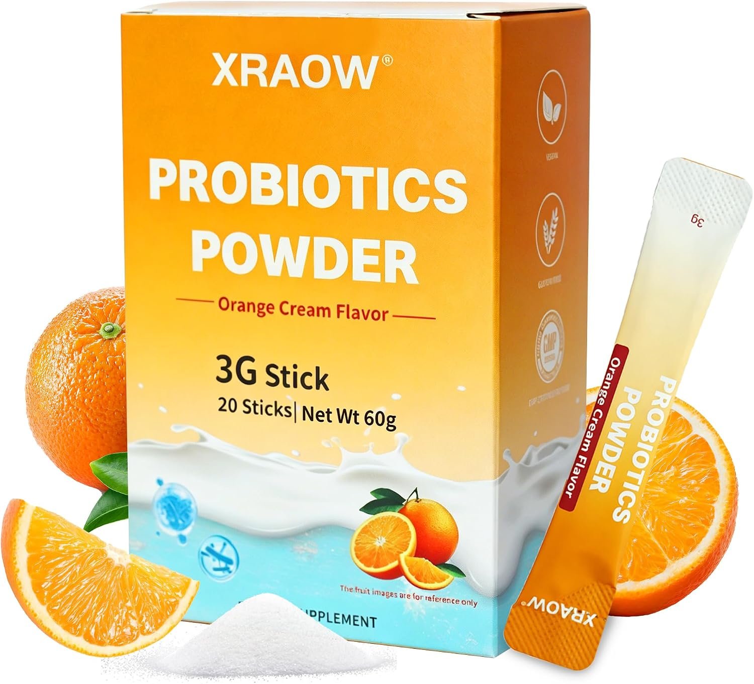 60B CFU Probiotic + Prebiotic Powder, 11 Strains, Women & Men Gut Health