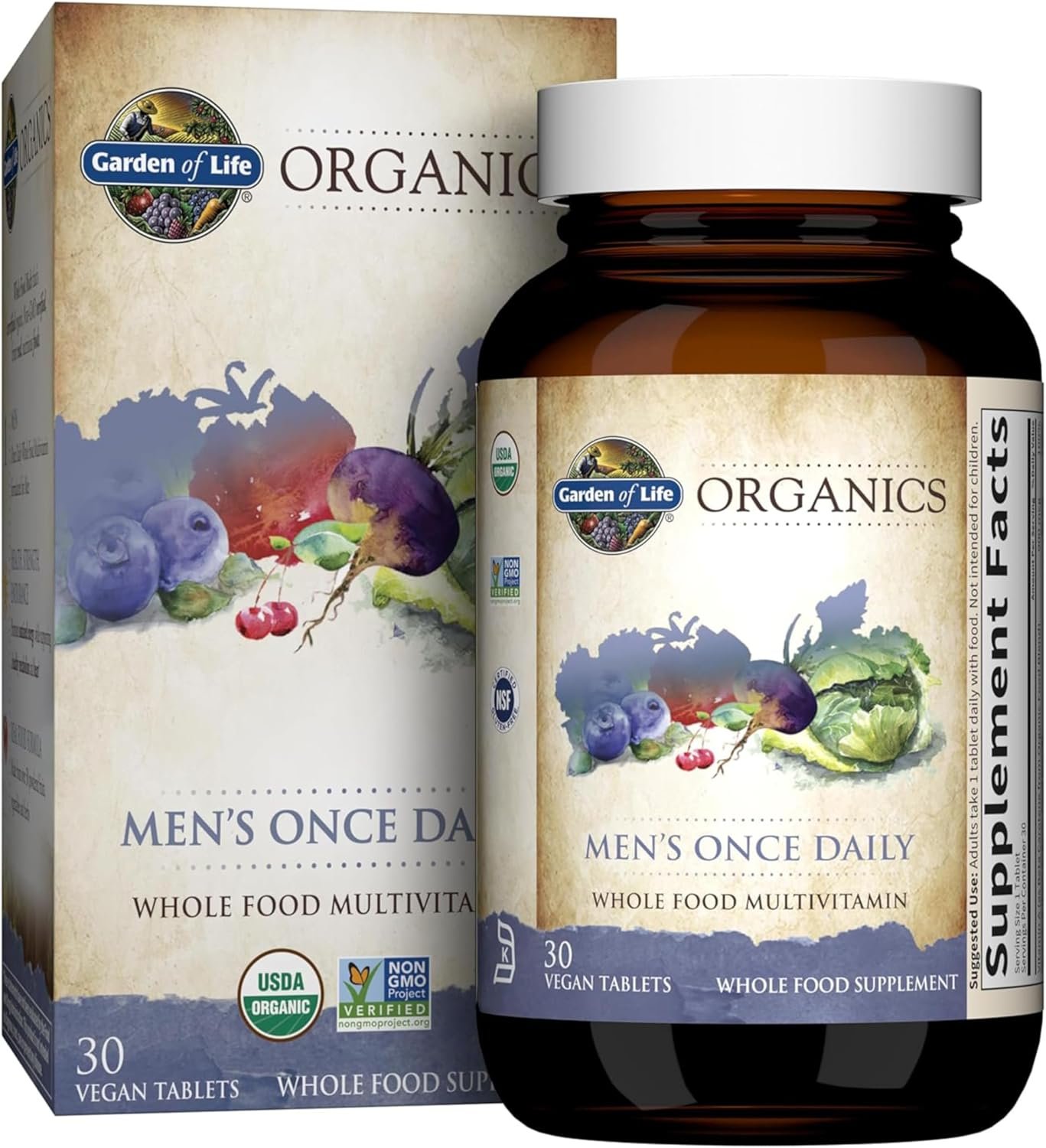 Garden of Life Organics Men’s Once Daily Multivitamin, 30 Tablets
