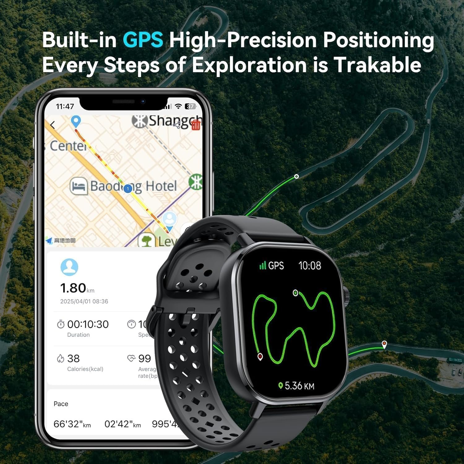 Smart Watch for Men Women (Answer/Make Calls), 2026 New Fitness Tracker Built-in GPS, 2.06″HD Fitness Watch with 110+ Sports Modes, Heart Rate/Sleep Monitor, 5ATM Waterproof for Outdoor Android iOS