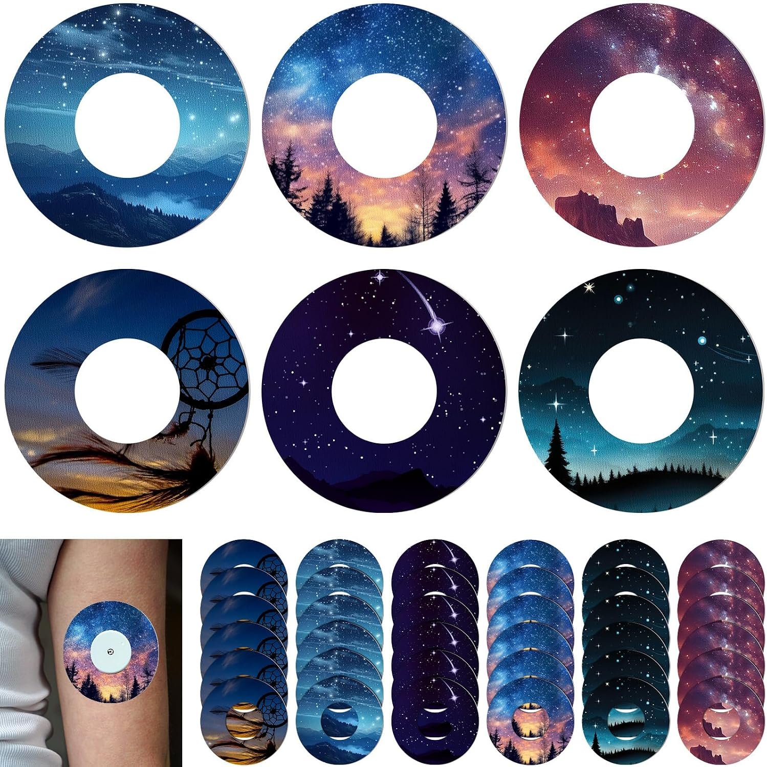 FuWeave 36 Pcs Compatible with Libre 2 Starry CGM Sensor Covers Tape