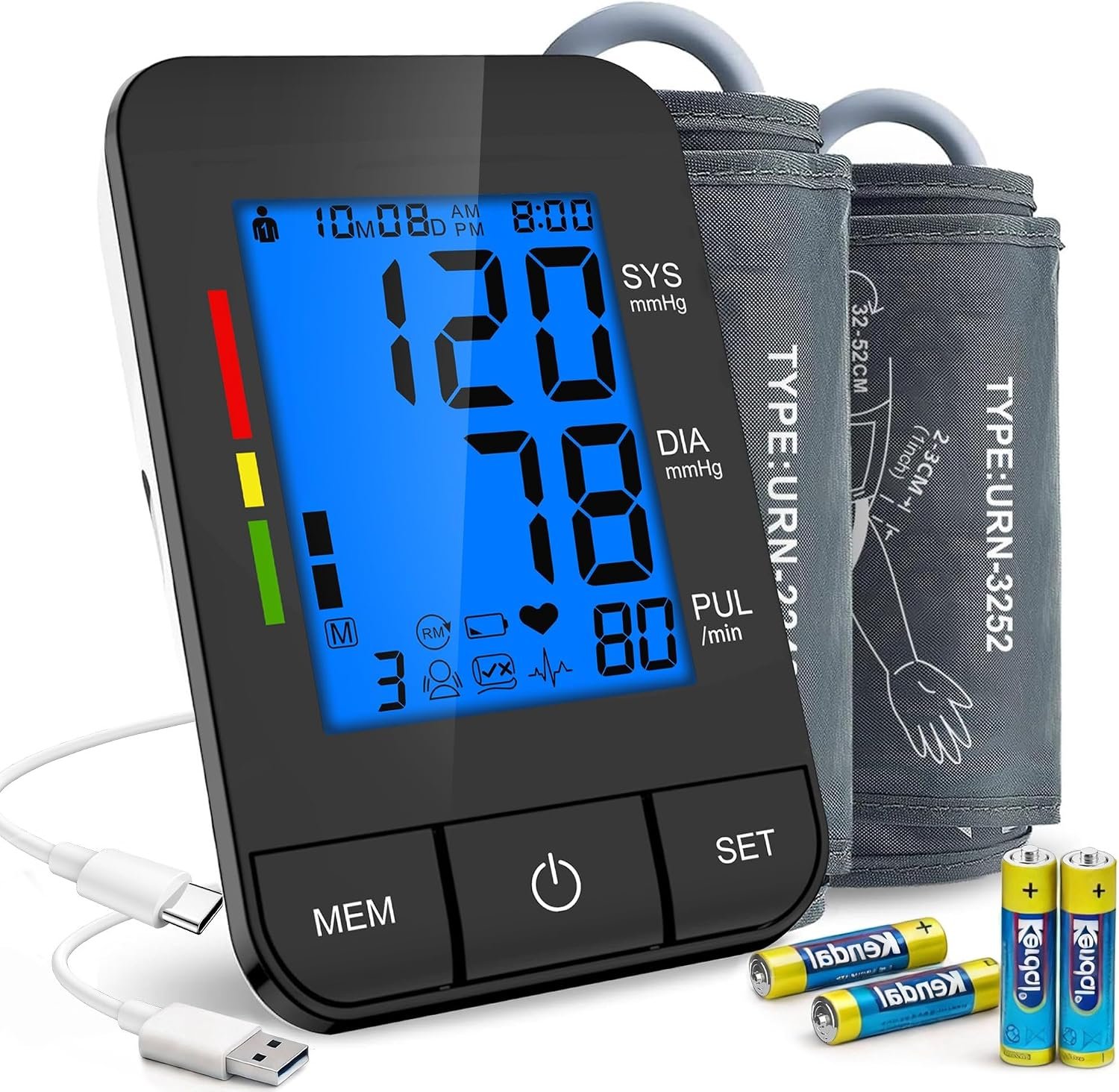 Automatic Upper Arm Blood Pressure Monitor for Home Use with 9-17&13-21 in