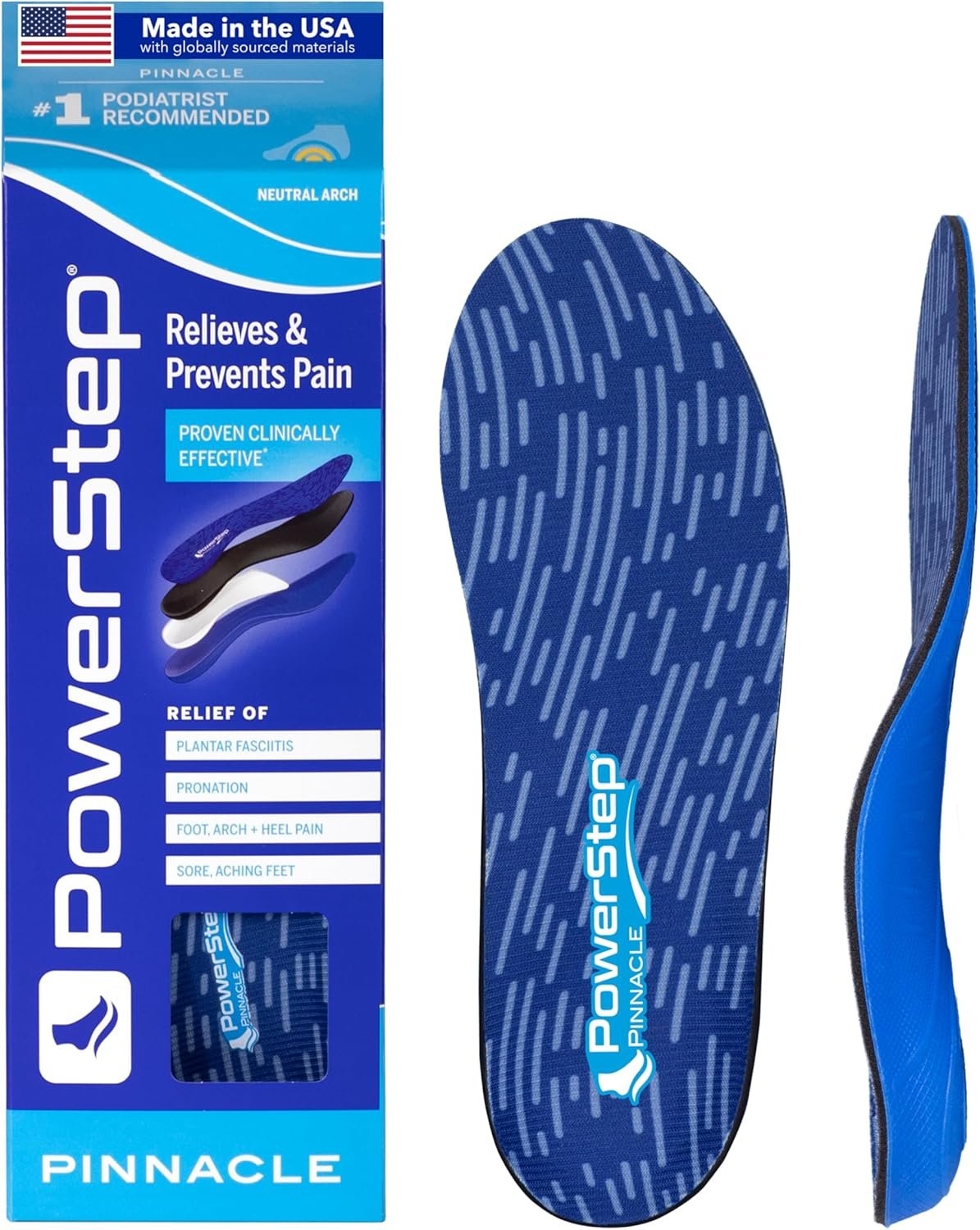 PowerStep Pinnacle Insoles, Plantar Fasciitis Relief (M 6-6.5, W 8-8.5)