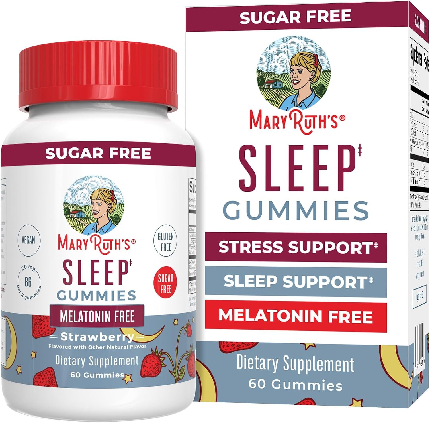 MARYRUTH’S Melatonin Free Sleep Gummies, L Theanine, Sugar Free, 60 Count