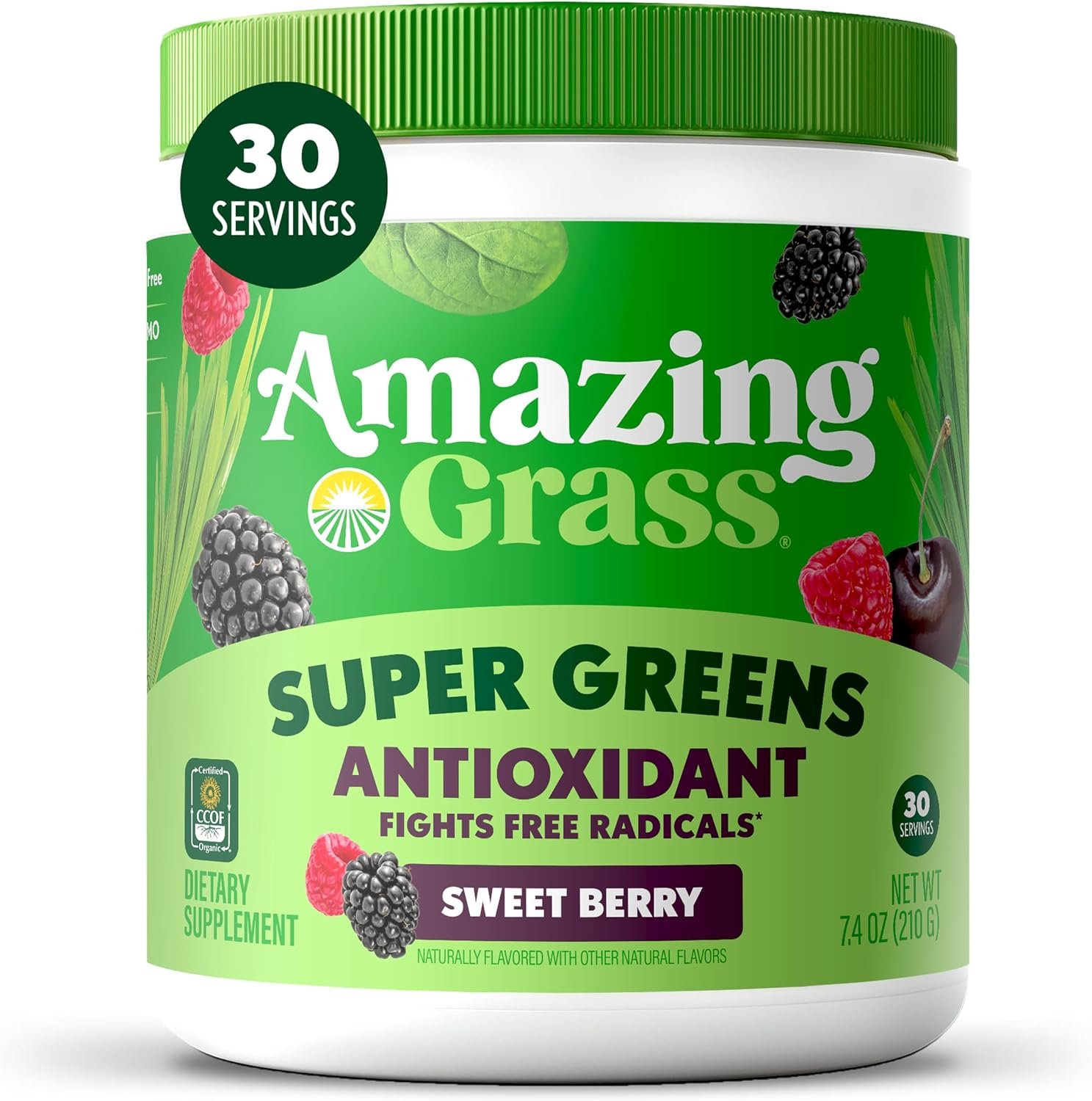 Amazing Grass Super Greens Powder Antioxidant Sweet Berry, 30 Servings