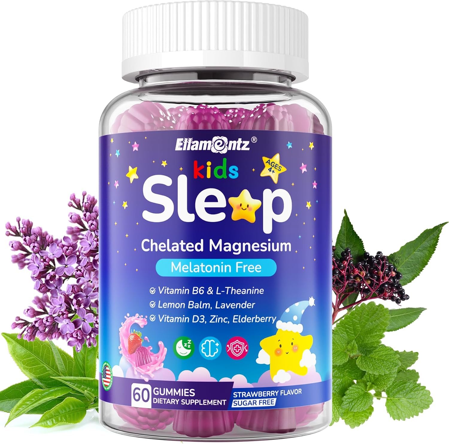 Kids Sleep Gummies + Magnesium Glycinate + B6, NO Melatonin Sleep Aid
