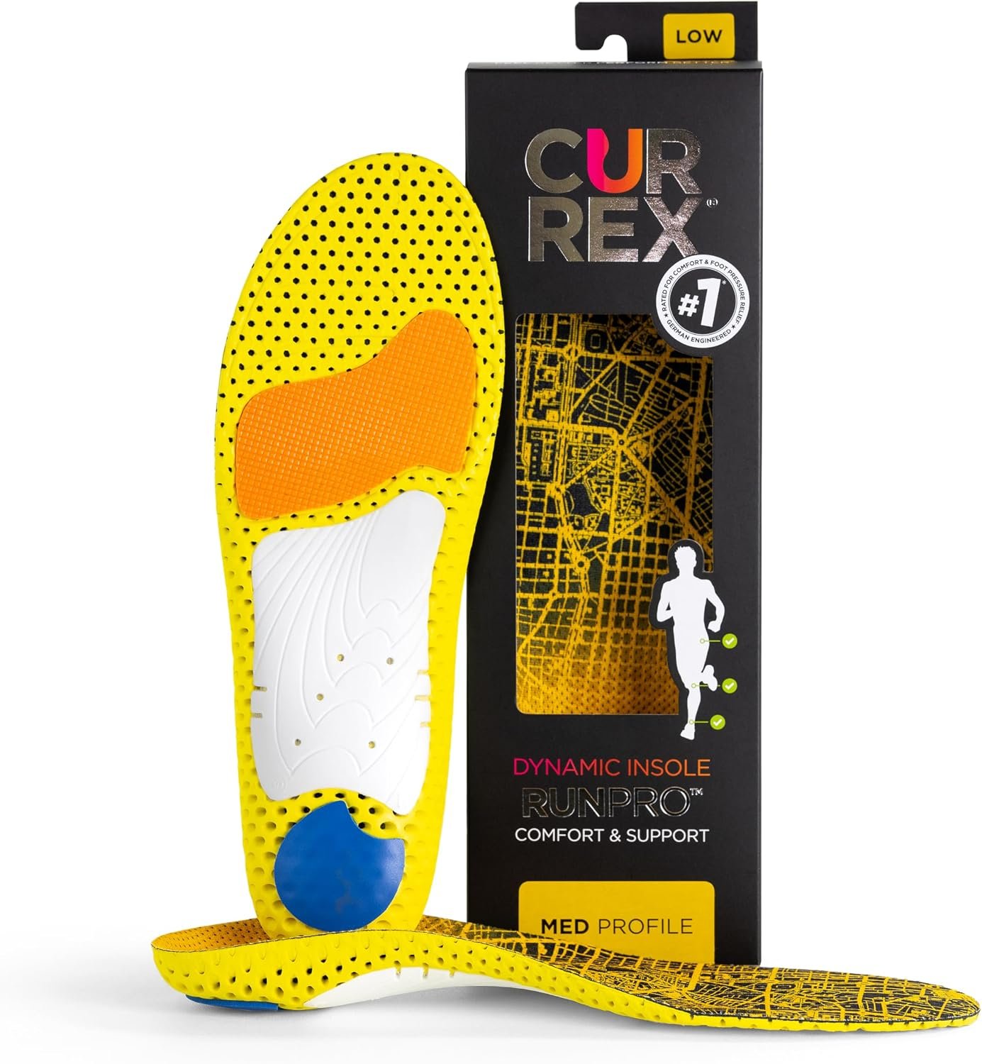 CURREX RunPro Insoles for Running Shoes, Arch Support Inserts to Help Reduce Fatigue, Prevent Injuries, Boost Performance for Men & Women (Medium Arch, Size Large)