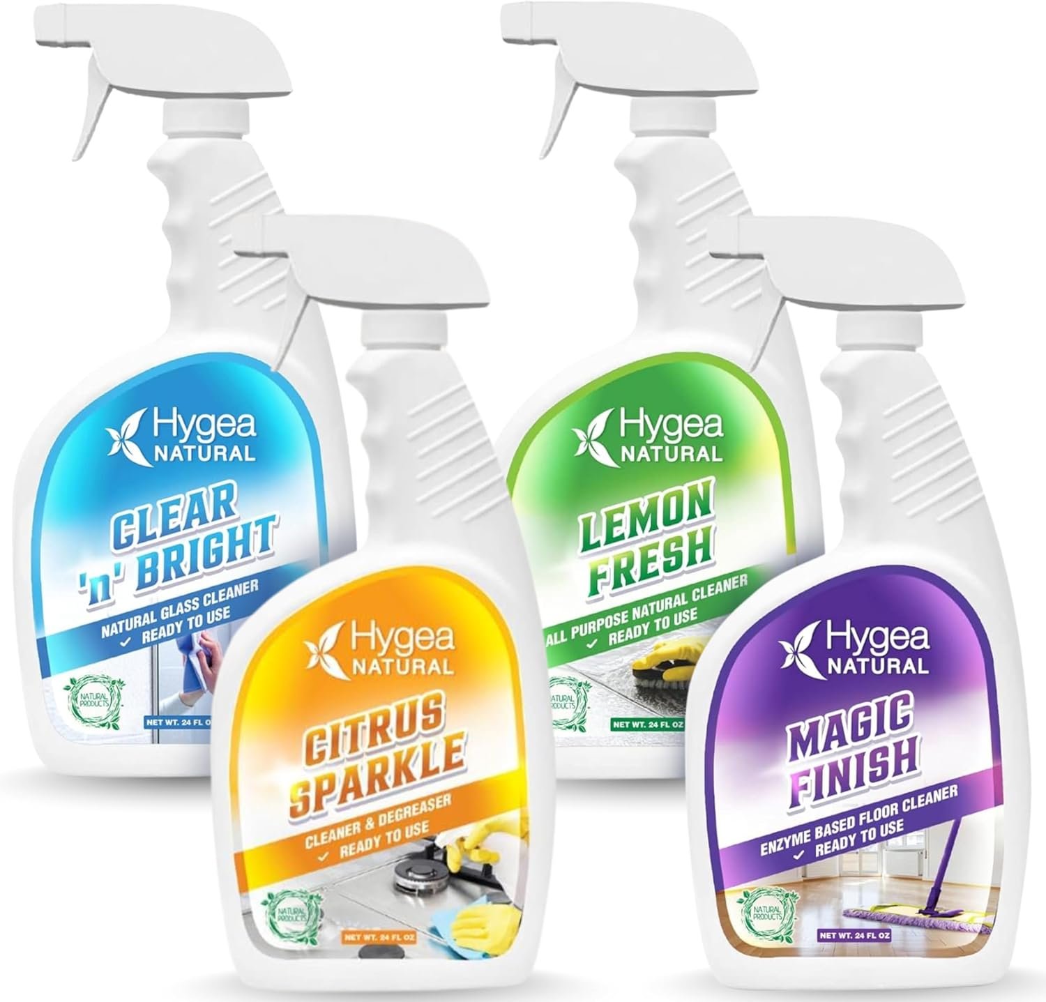 Hygea Natural Eco Friendly Cleaning Starter Kit, 4-Pack 24oz