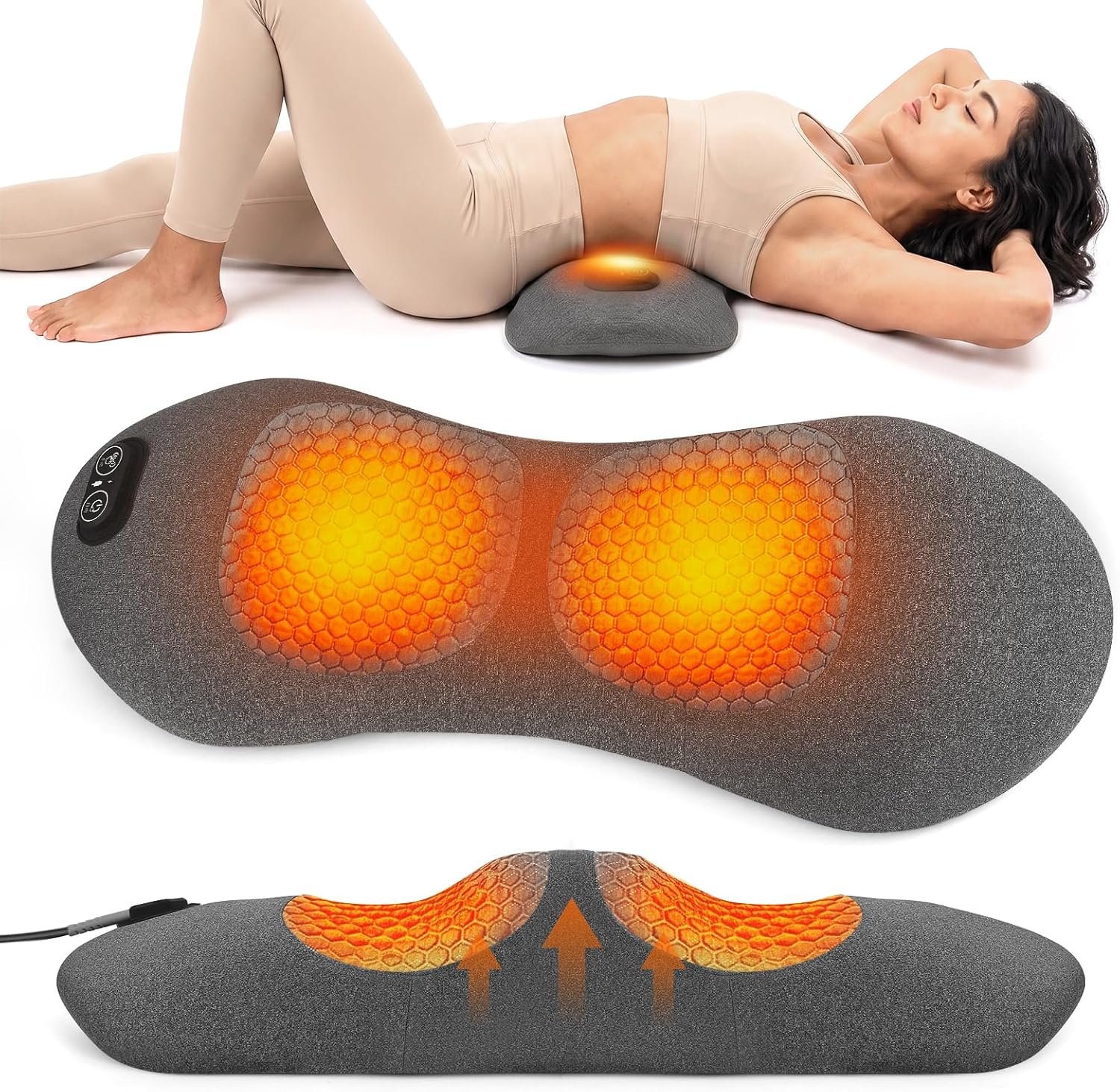 3in1 Triple Fusion Back Massager – Lumbar Support Pillow with Electric Stretching, Vibration and Heat,3 in 1 Back Massager for Lower Back Pain Relief and Spine Support,Sciatica Pain Relief