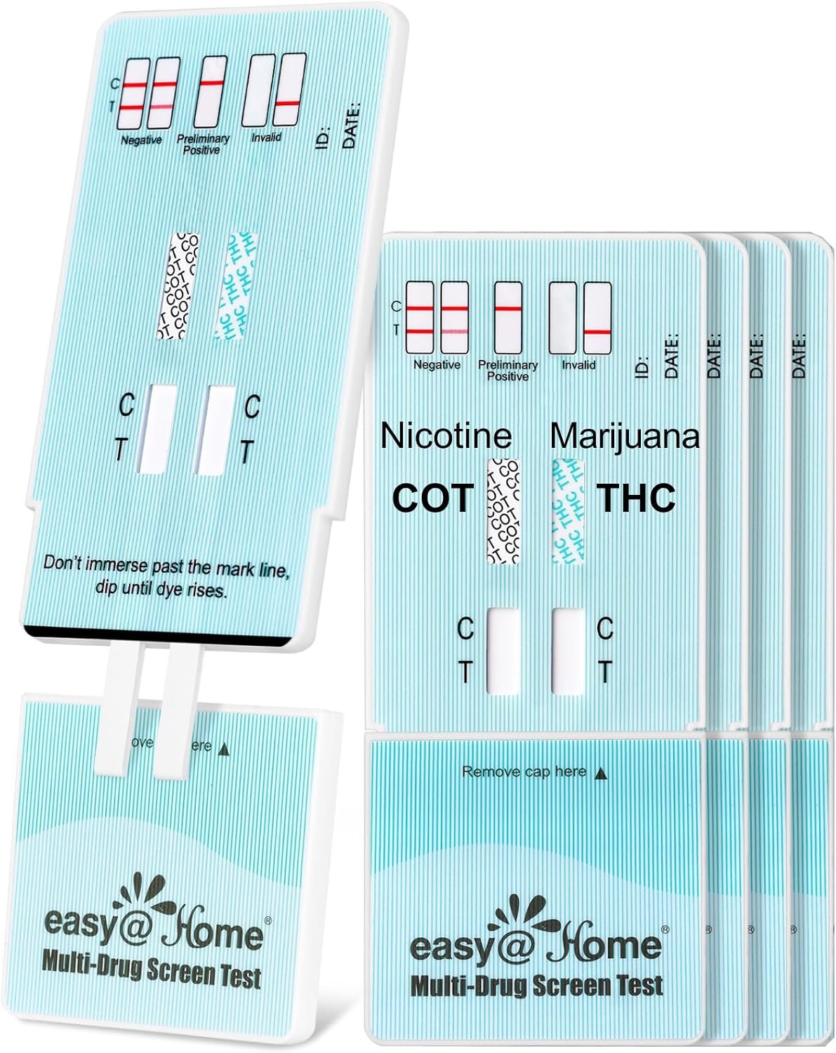 Easy@Home 5 Pack Multi-Drug Screen Test, 2 Panel Urine Drug Tests Kit