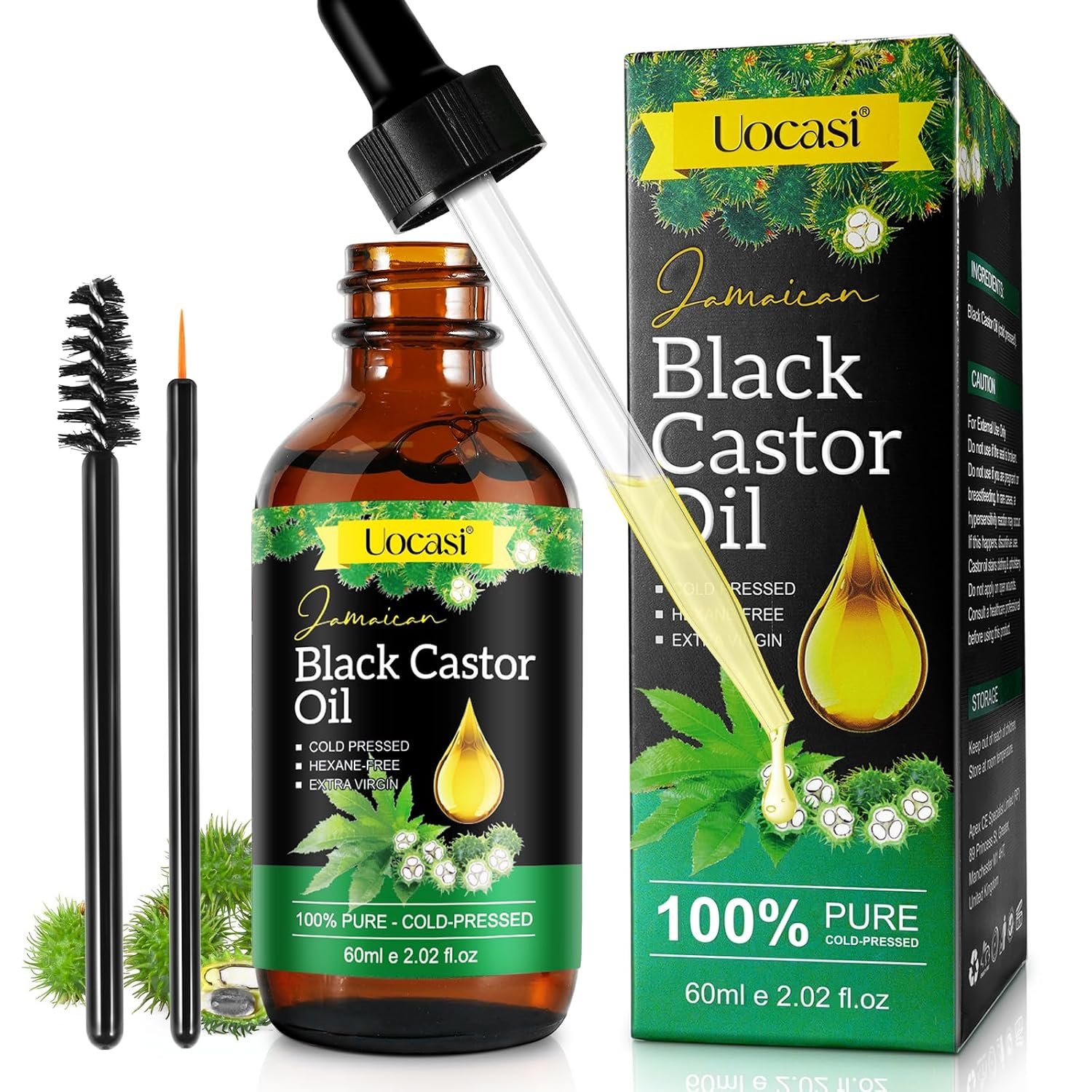 Jamaican Black Castor Oil – 100% Pure and Organic, Cold Pressed in Glass Bottles for Hair Growth, Eyebrow Nourishment, and Skin Hydration