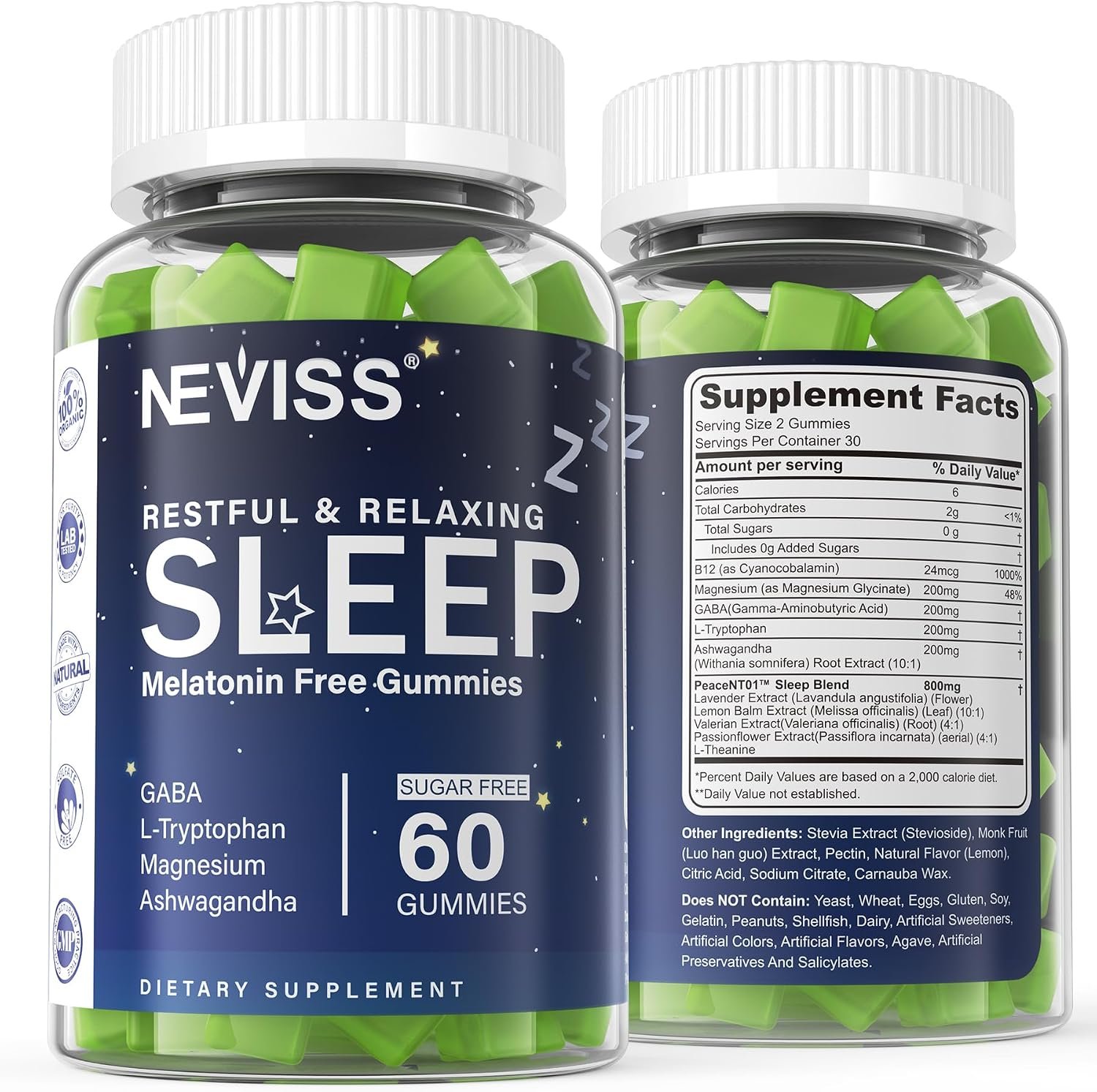 Melatonin Free Sleep Aid Gummies for Adults – Magnesium Glycinate Gummies