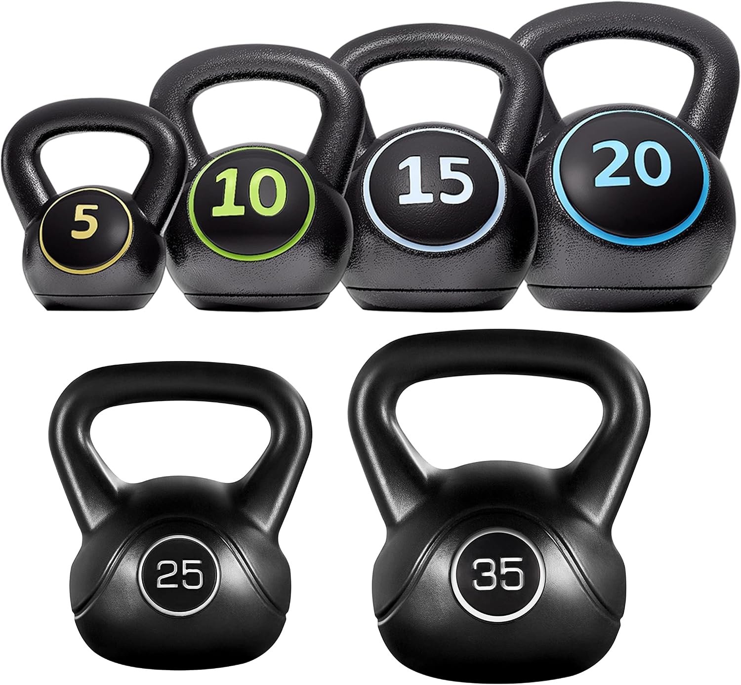 Yaheetech 6 Piece Kettlebell Set 5-35lb HDPE Coated Weights for Home Fitness