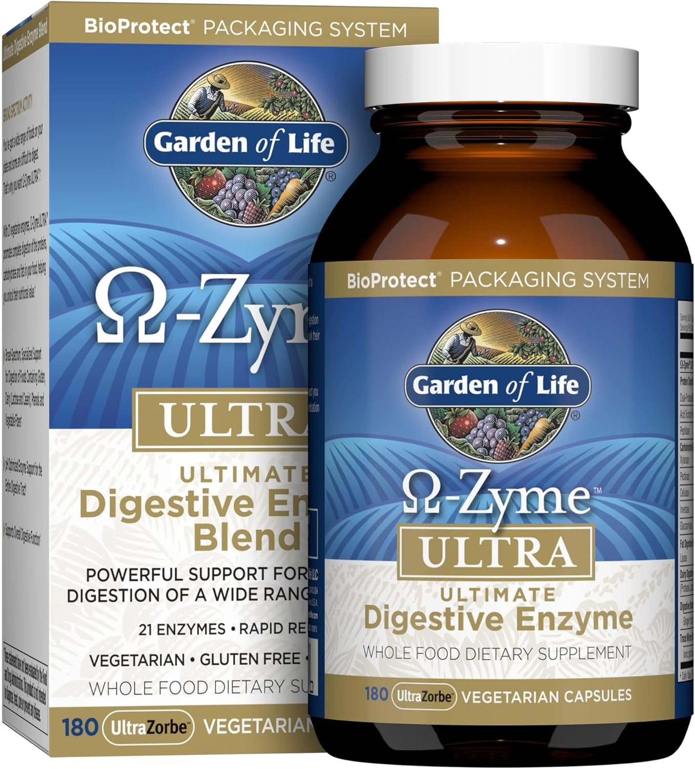 Garden of Life Omega-Zyme ULTRA, Enzymes for Digestion, 180 Capsules