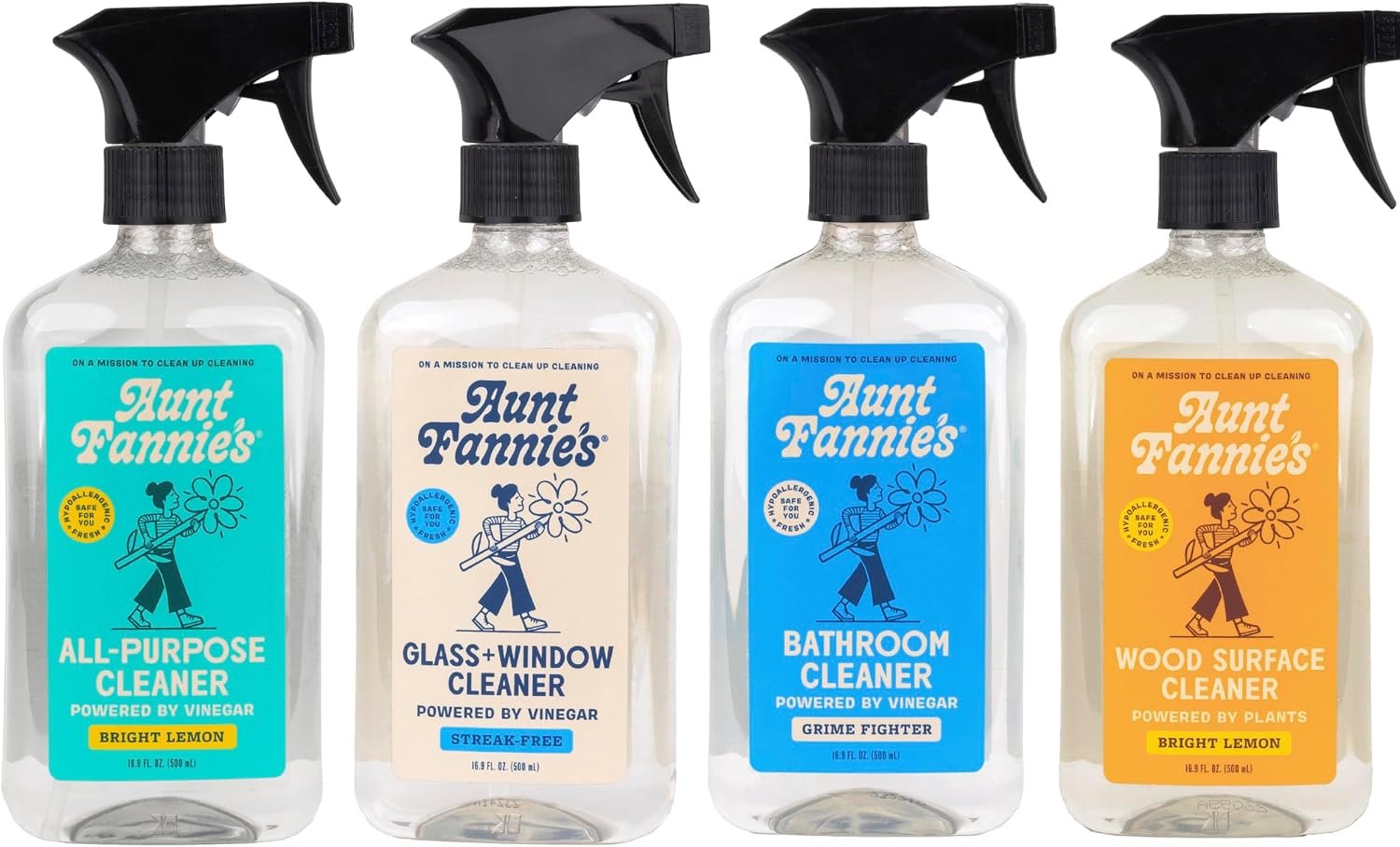 Aunt Fannie’s Cleaning Spray Variety Pack, Multi-Surface, 4 Pack