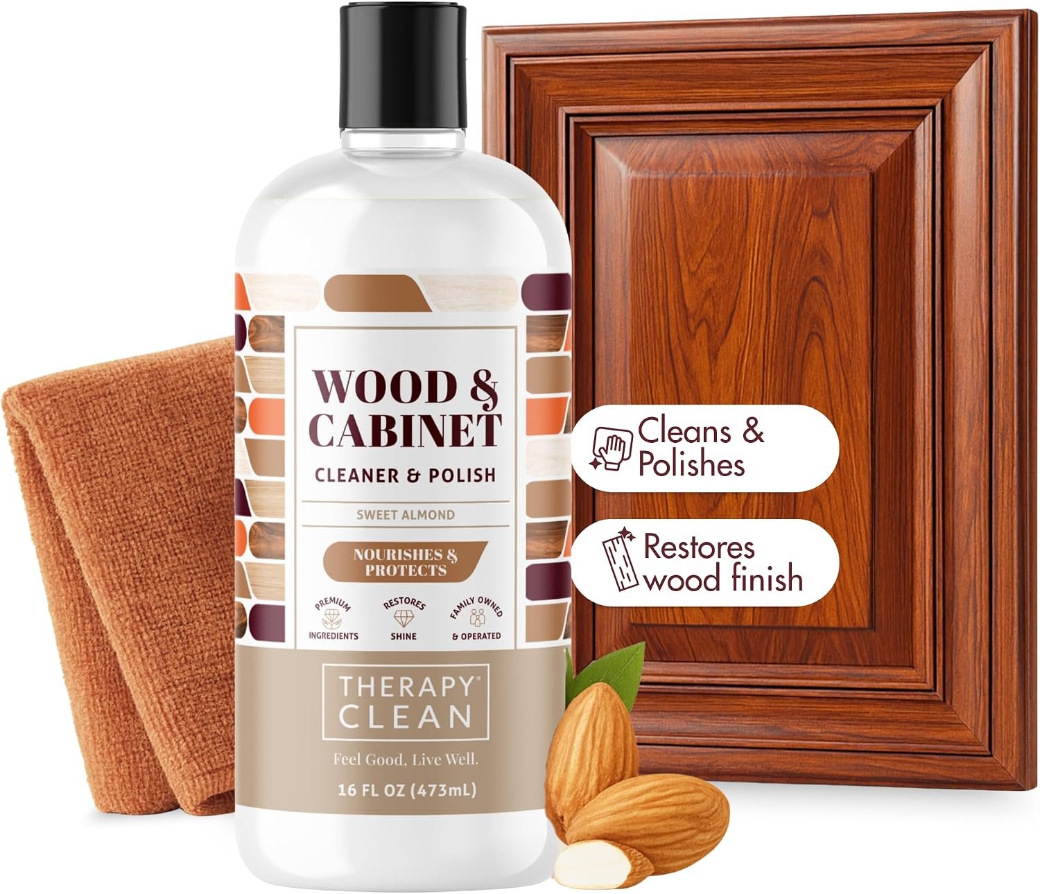Therapy Wood Cleaner and Polish – Cabinet & Table Restorer (16 oz)