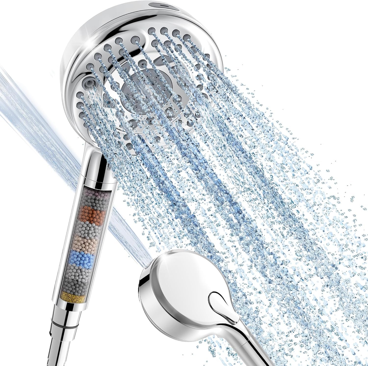 SunCleanse Filtered Shower Head with Handheld, 9-Spray Setting Detachable Showerhead with Filters, Shower Head for Hard Water – Filtered Chlorine, Improve Skin and Hair Texture, Chrome