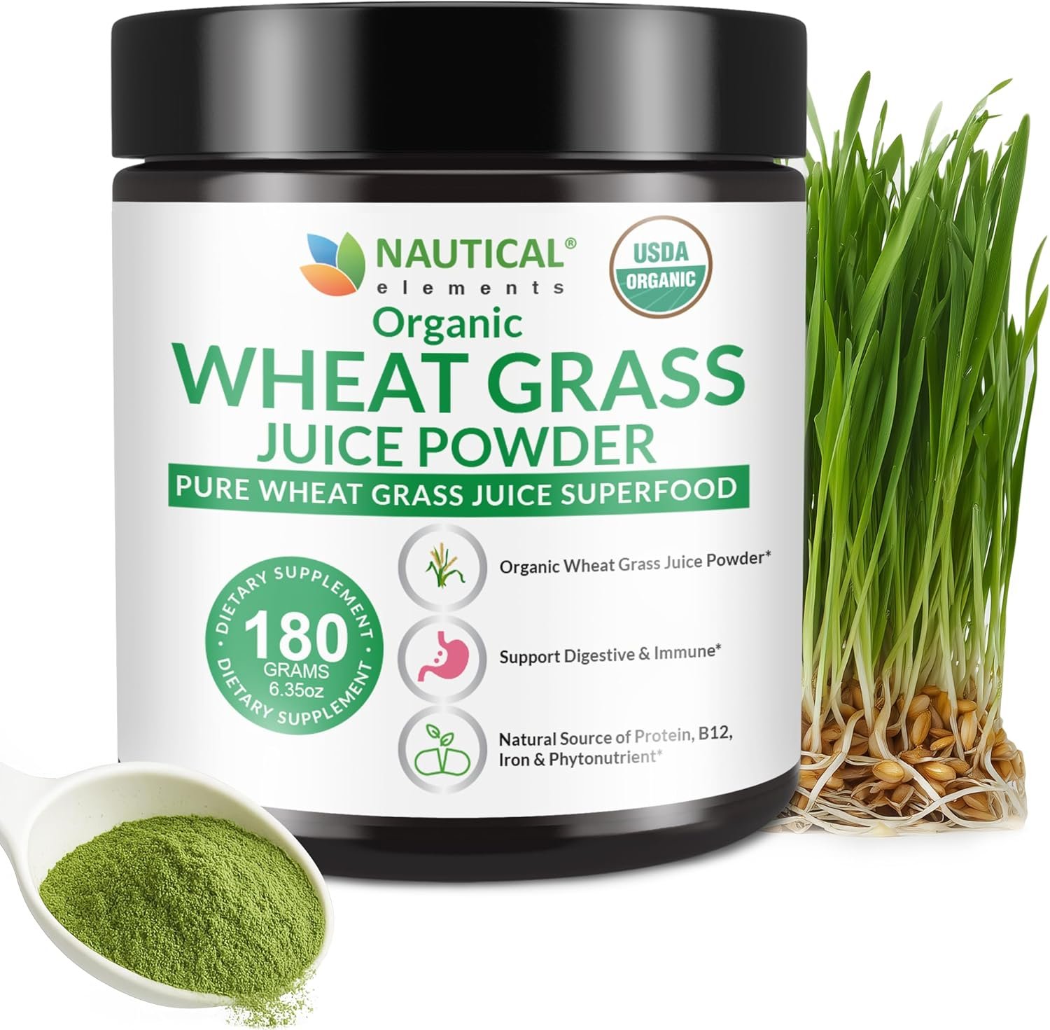 Wheat Grass Juice Powder Organic – USDA Organic Cold-Processed, 72 Servings