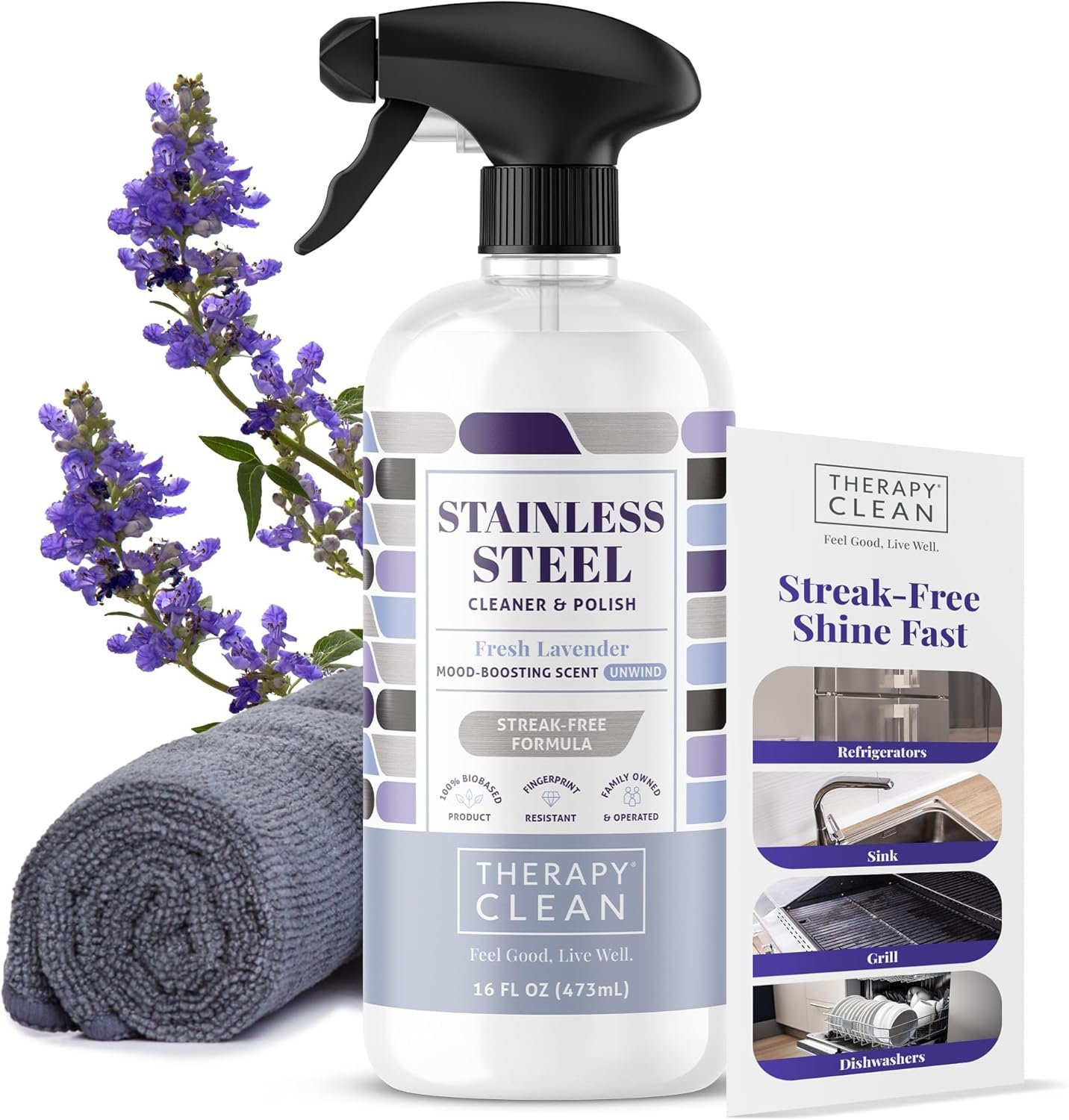 Therapy Stainless Steel Cleaner and Polish, Lavender Scent, Sink Cleaner