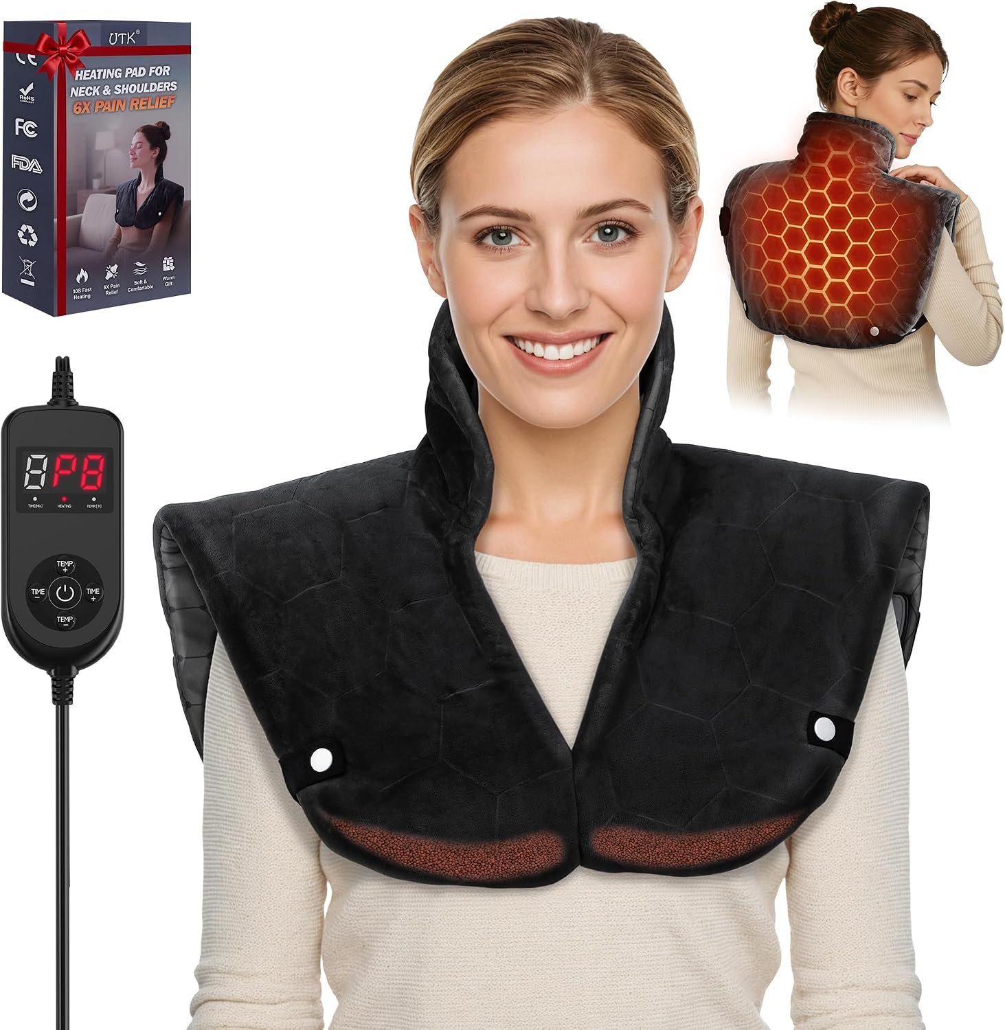 UTK 30s Fast Heating Pad for Neck, Shoulders & Upper Back, Graphene Heat