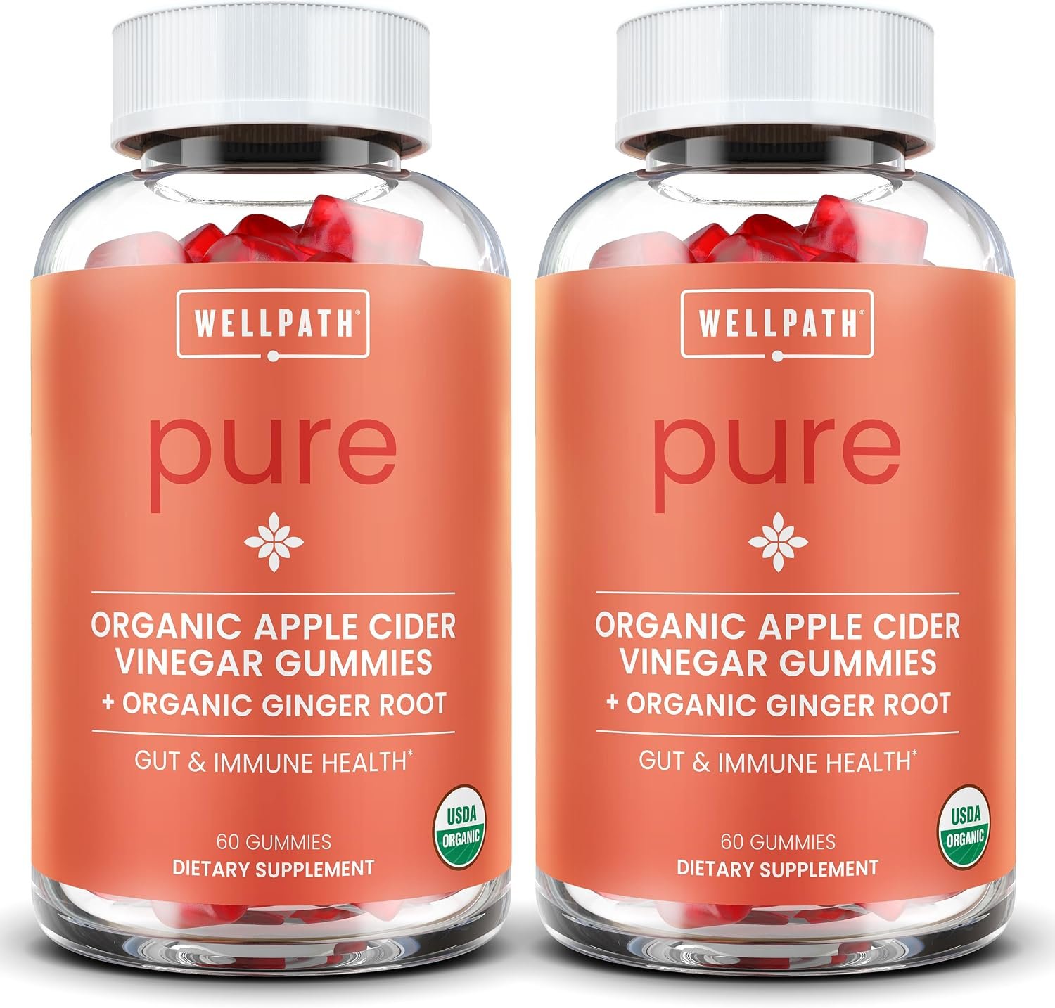 WellPath Organic Apple Cider Vinegar Gummies with The Mother, Vegan, 120 Ct