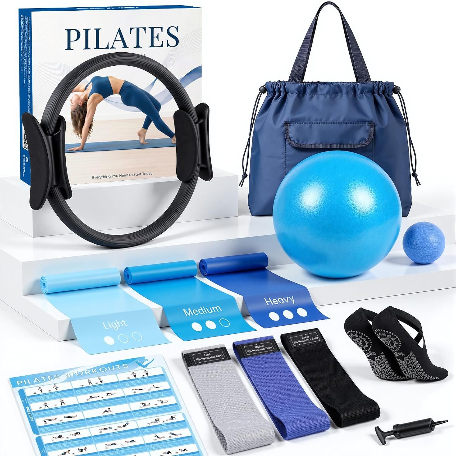 GINMIC Pilates Kit, Complete Pilates Equipment for Women Home Workouts
