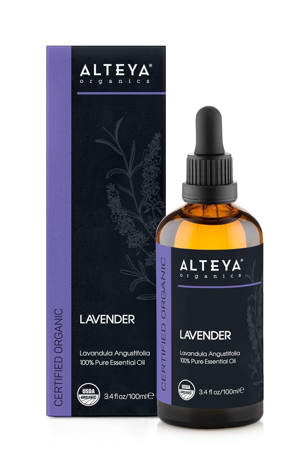 Alteya Organics Lavender Essential Oil USDA Certified Organic 3.4 Fl Oz