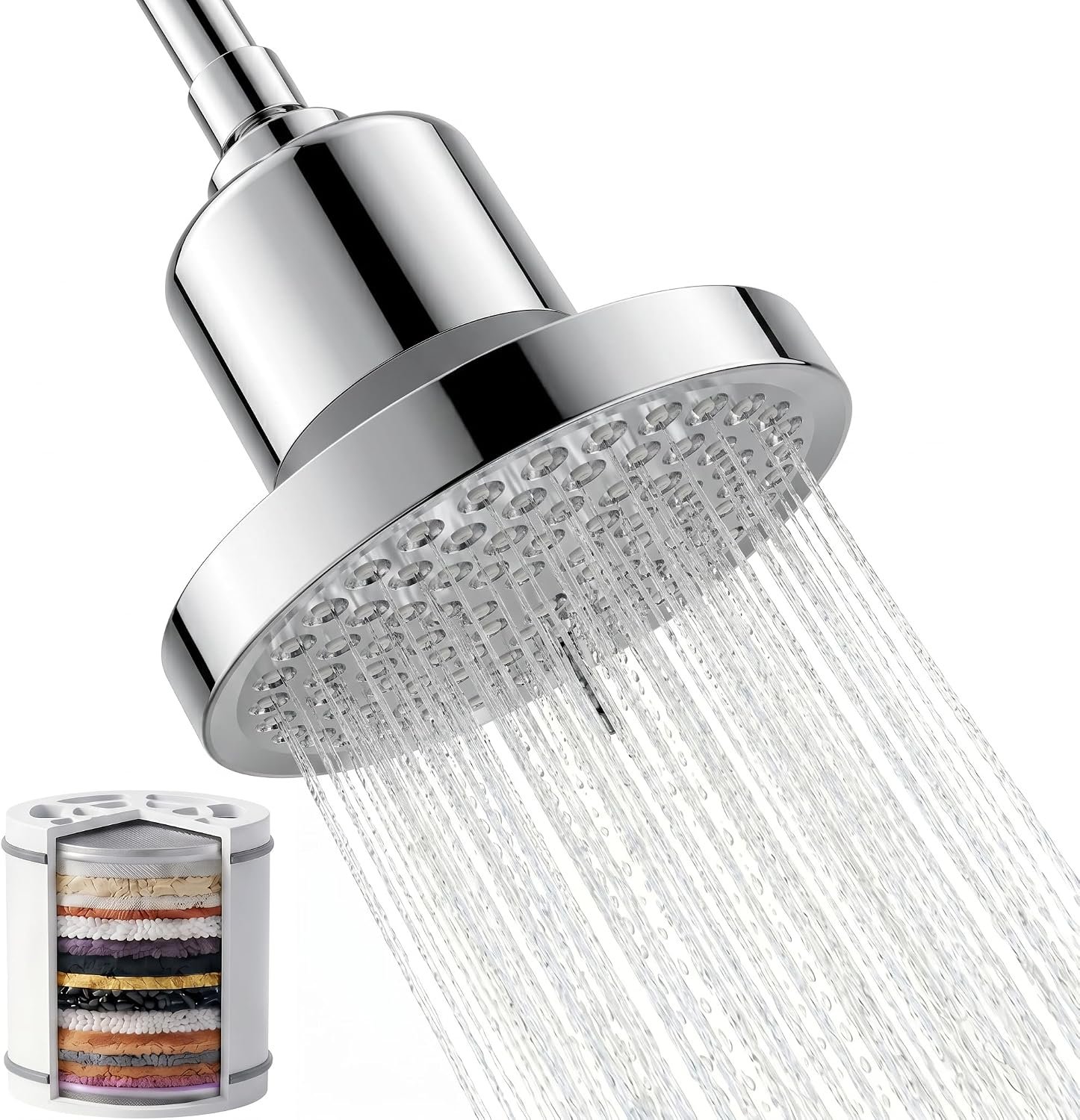 Filtered Shower head for Healthier Hair & Skin – Removes Chlorine & Heavy Metals,High Pressure 7 Mode Settings Shower Head with Filter for Hard Water (Chrome)